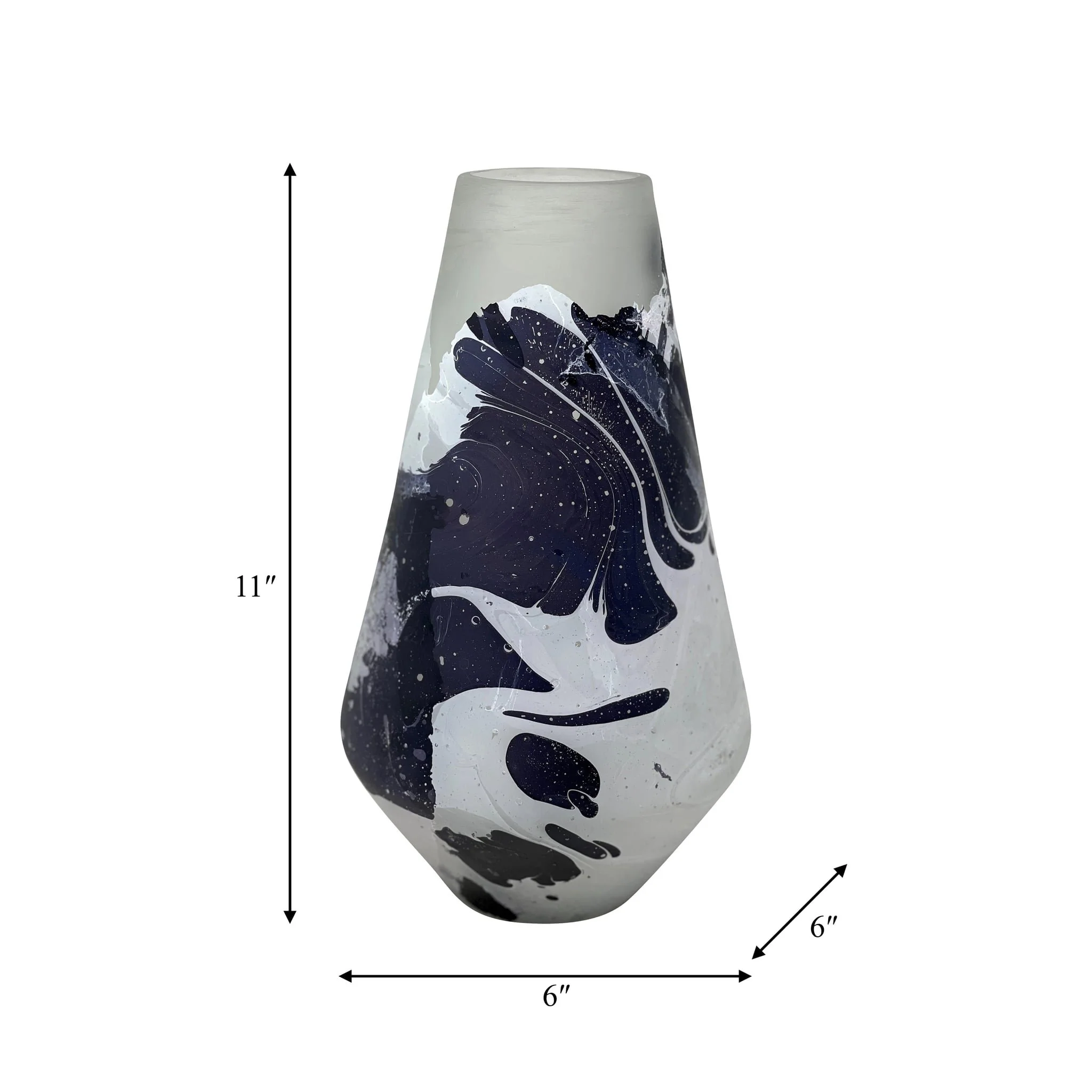 Glass, 11" Fog Shadow Vase, White - Image 3
