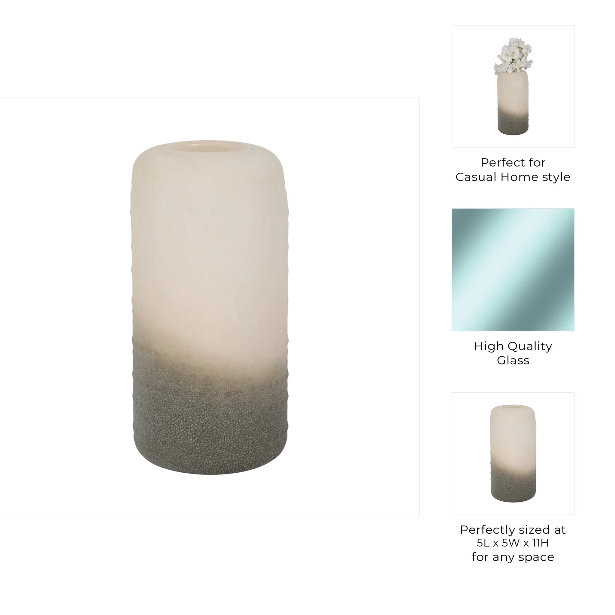 Glass 11" Textured 2-tone Vase, - Image 9