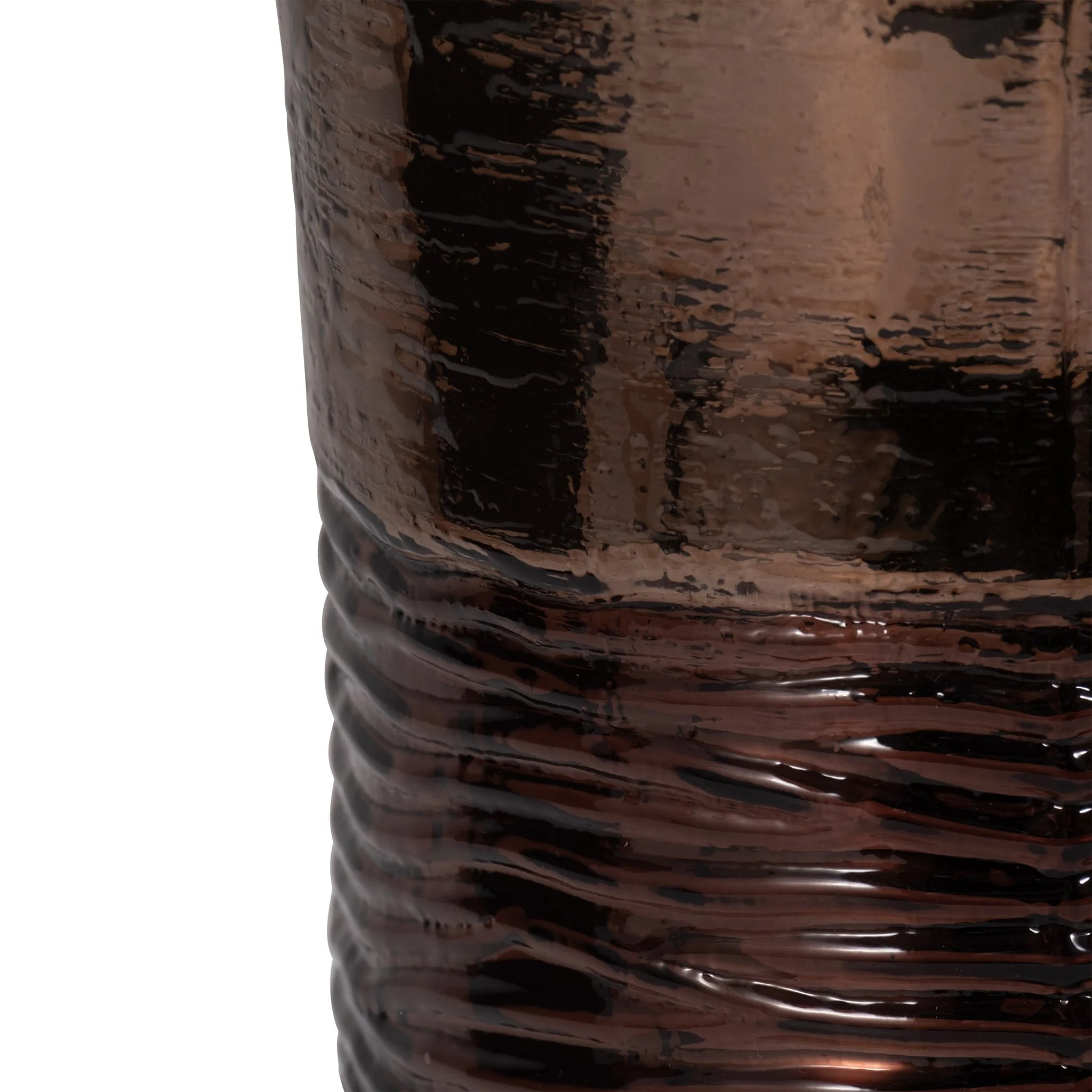Glass, 11" Textured Enamel Vase, Bronze - Image 4