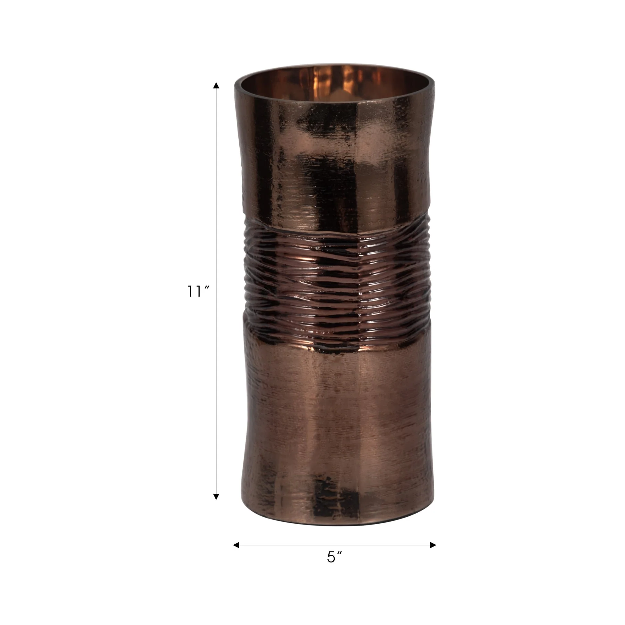 Glass, 11" Textured Enamel Vase, Bronze - Image 8