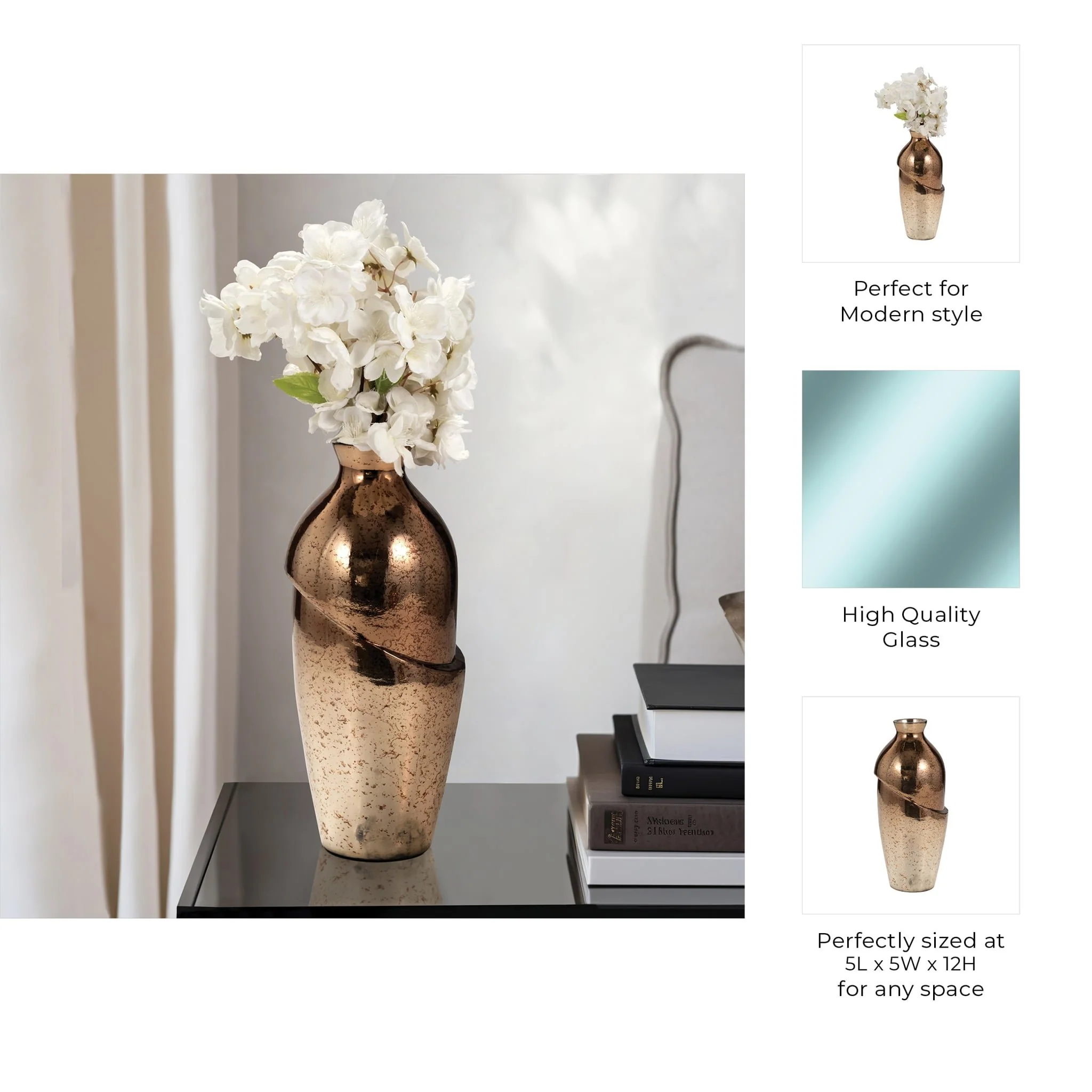Glass, 12" Abstract Vase, Bronze - Image 10