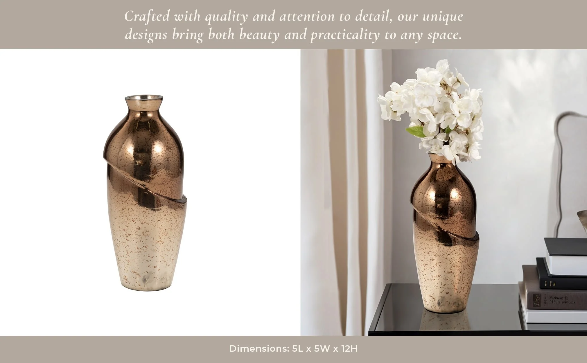 Glass, 12" Abstract Vase, Bronze - Image 12