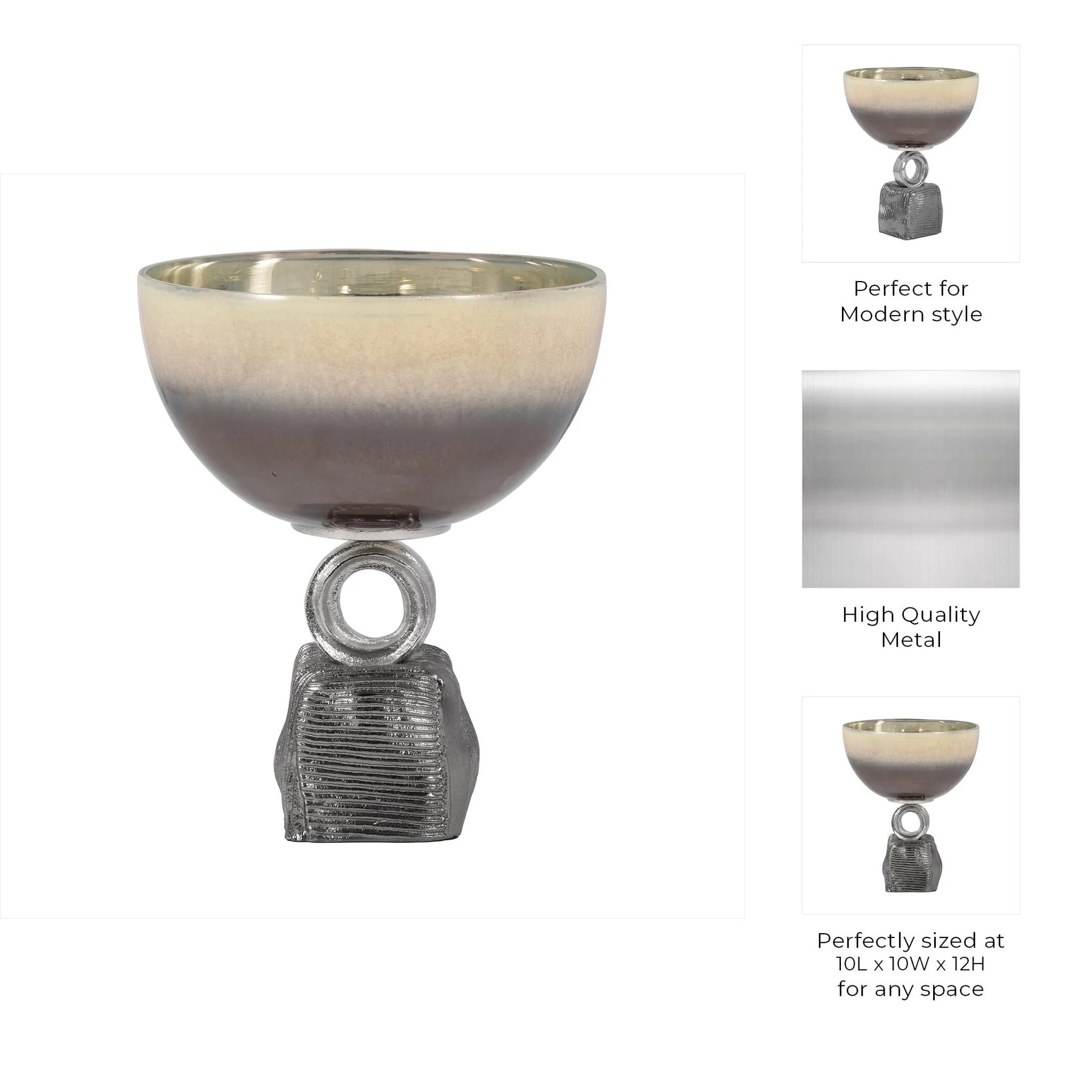 Glass, 12" Bowl On Metal Base, Multi Kd - Image 10