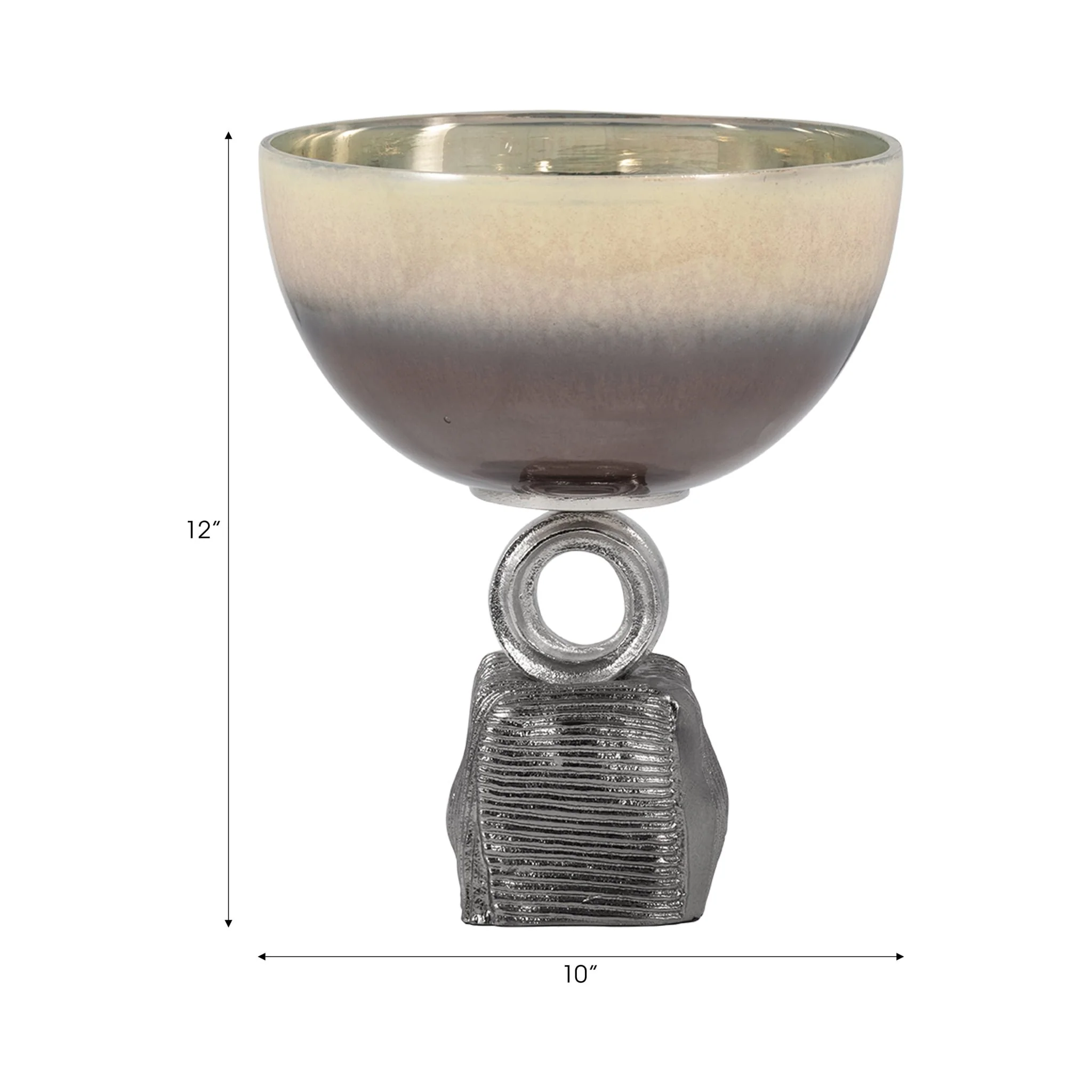 Glass, 12" Bowl On Metal Base, Multi Kd - Image 9