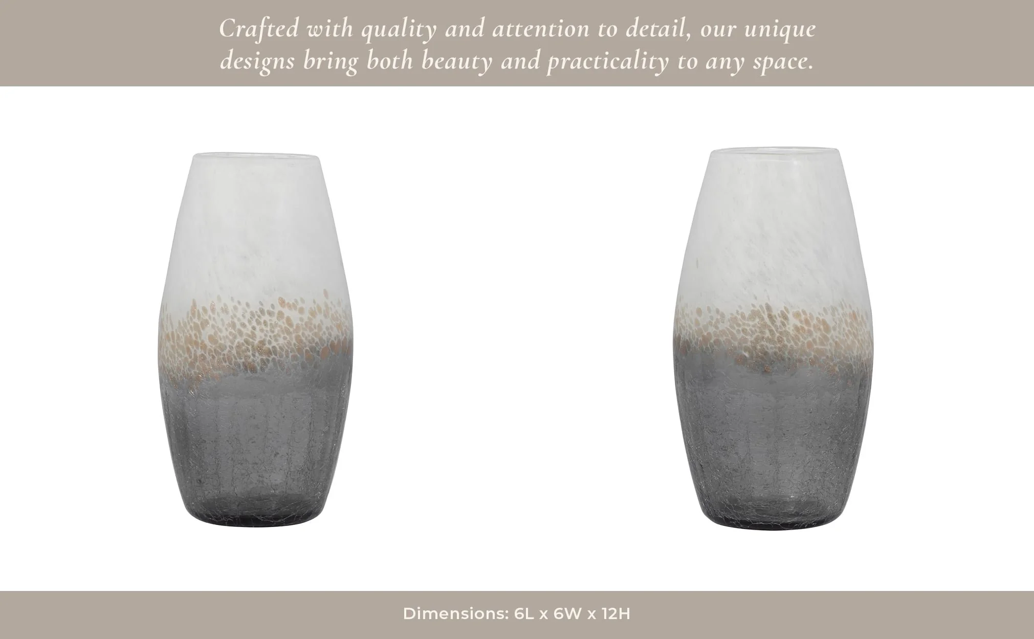 Glass, 12" Crackle Vase, Multi - Image 11