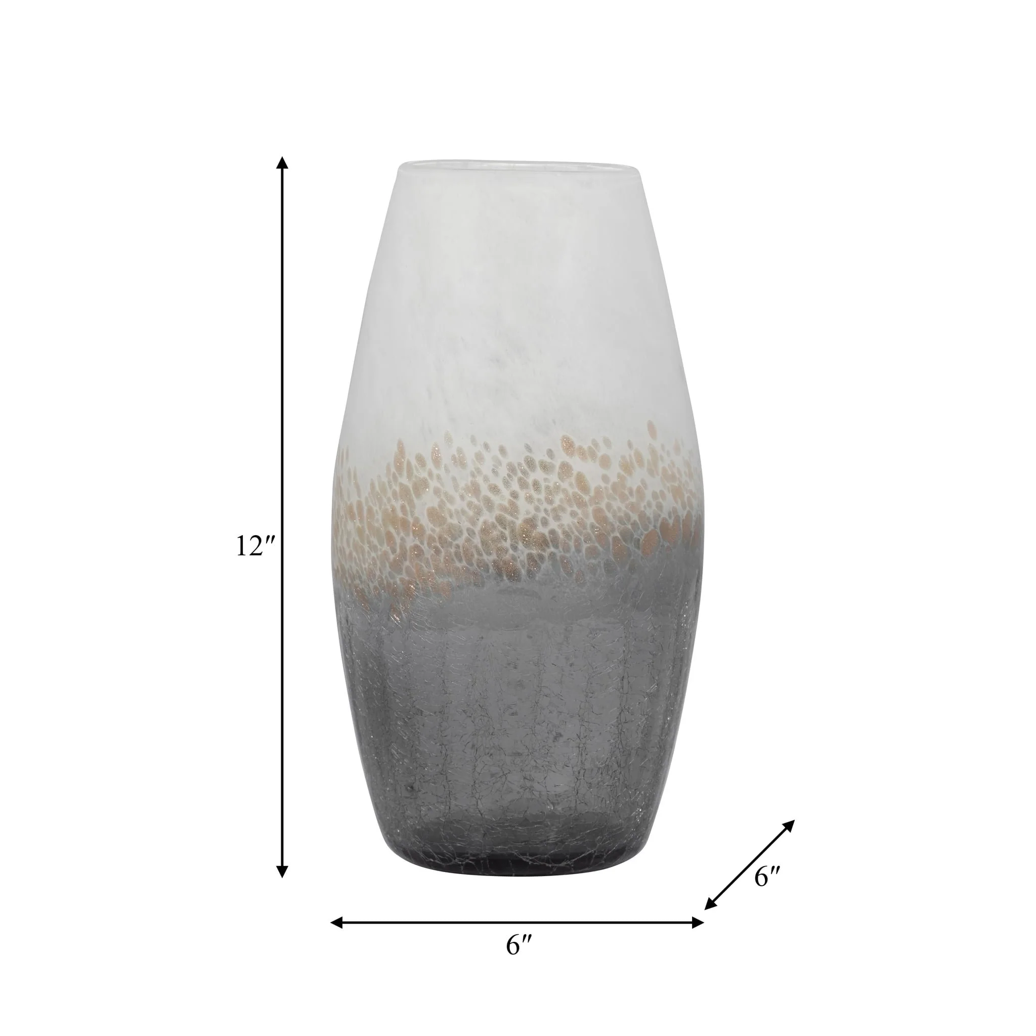 Glass, 12" Crackle Vase, Multi - Image 8
