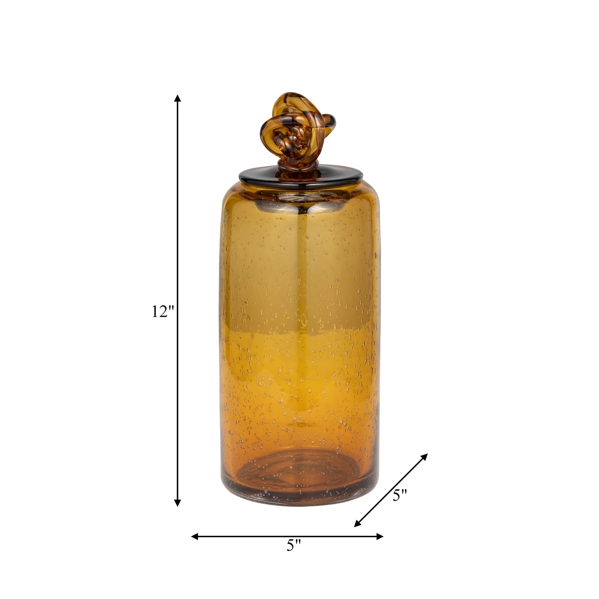 Glass, 12" Jar W/ Knot Lid Dark Amber - Image 8