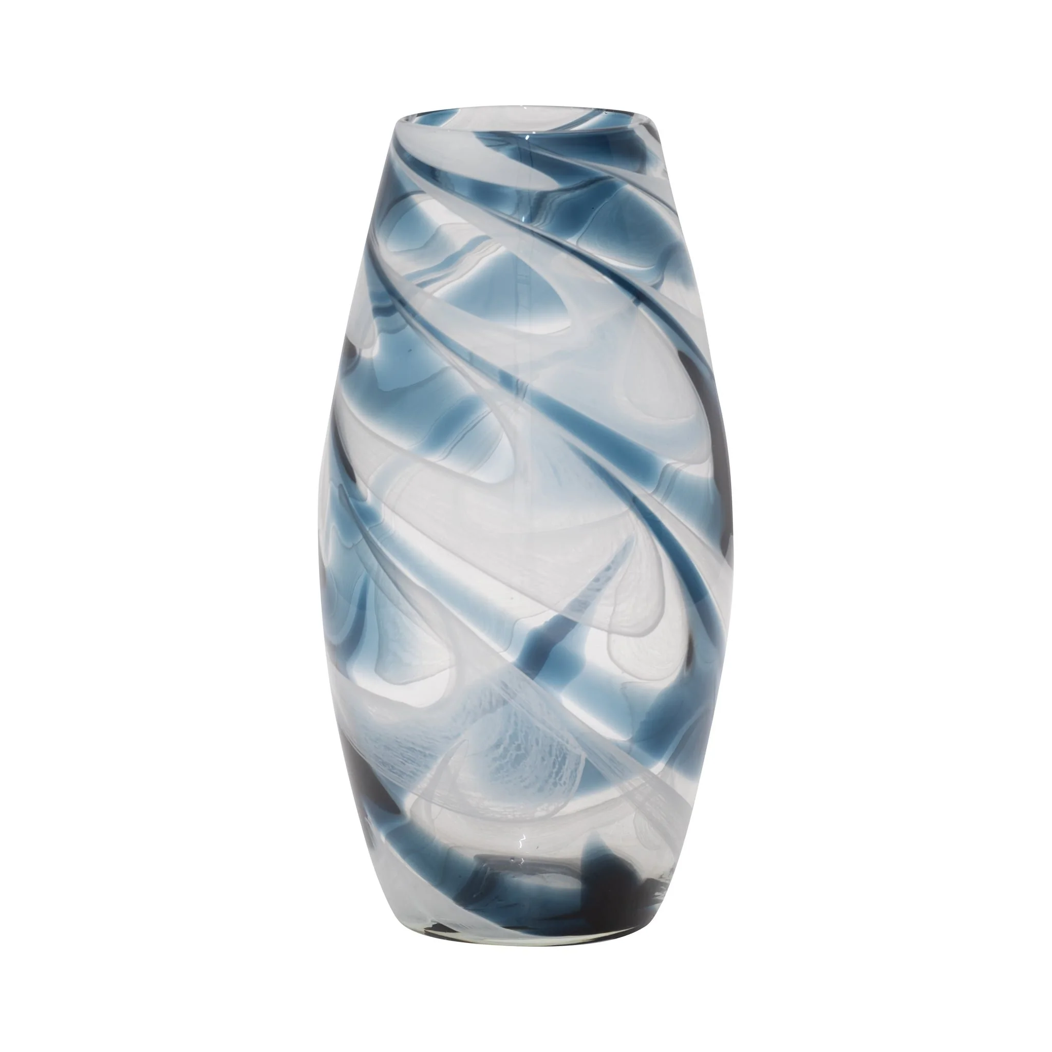 Glass, 12" Swirl Vase, Blue - Image 2