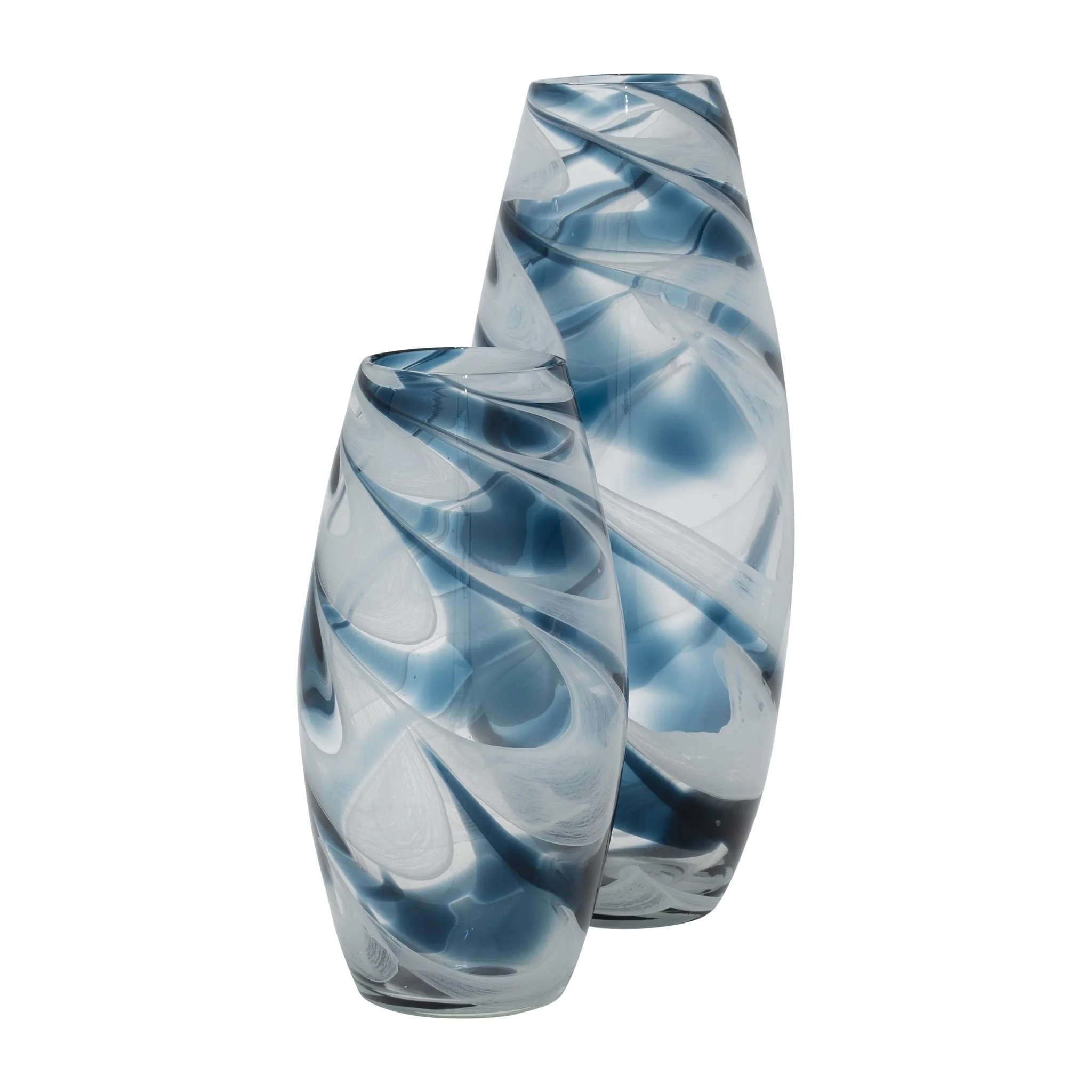 Glass, 12" Swirl Vase, Blue - Image 7