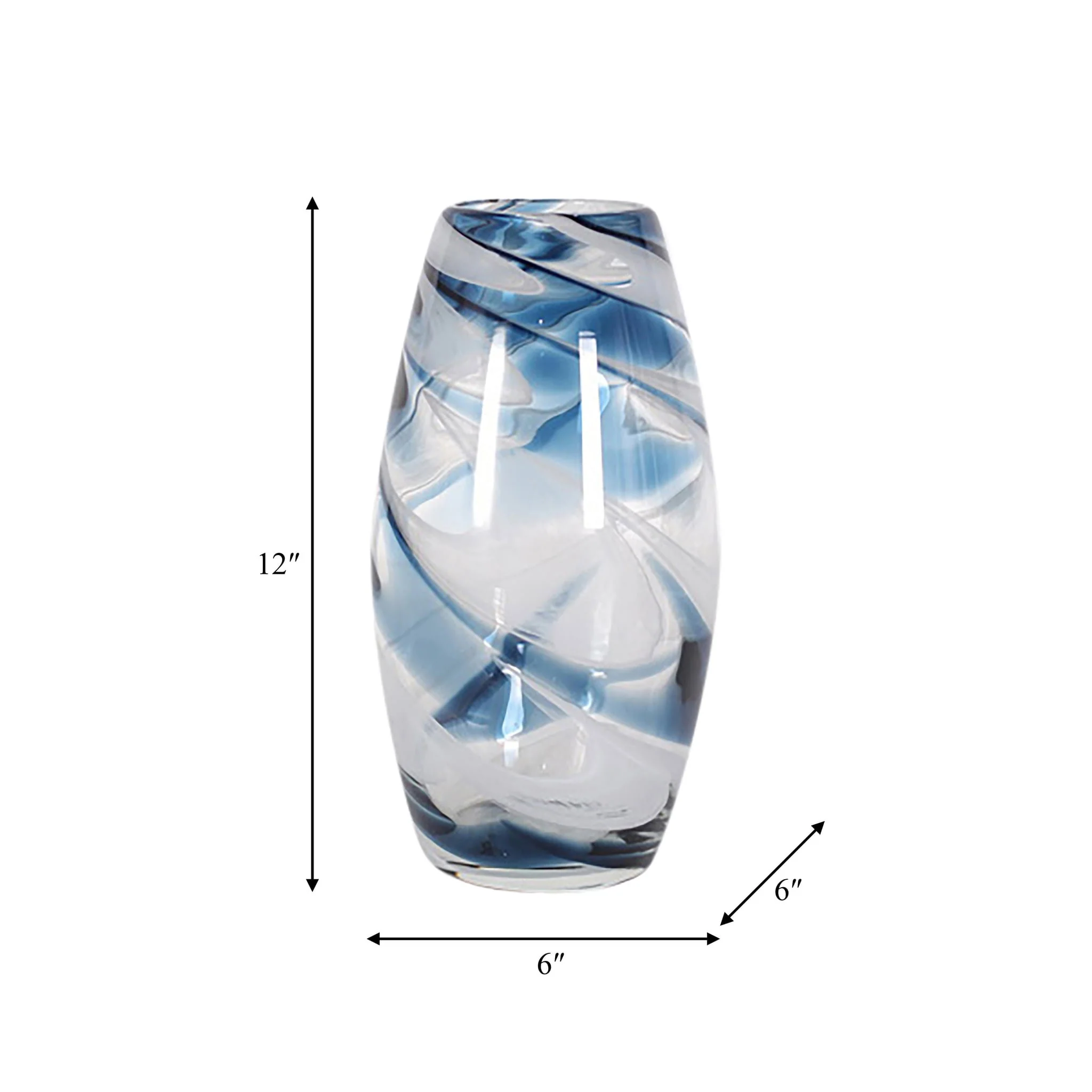 Glass, 12" Swirl Vase, Blue - Image 8
