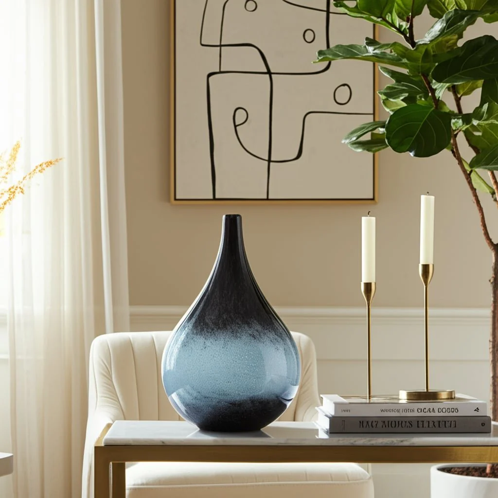 Glass, 12" Vase Blue Ombre - Image 10