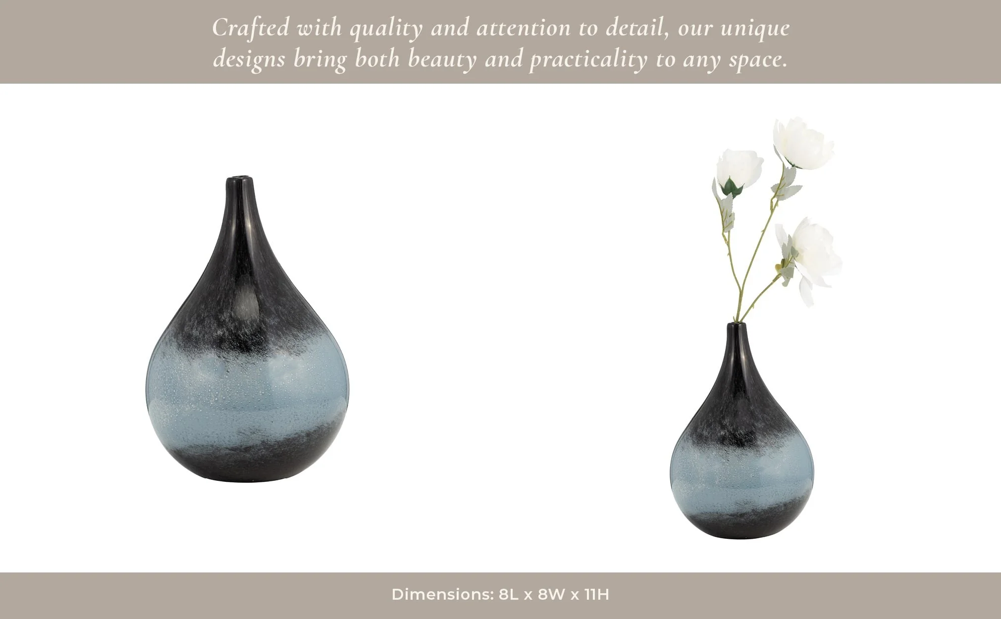 Glass, 12" Vase Blue Ombre - Image 12