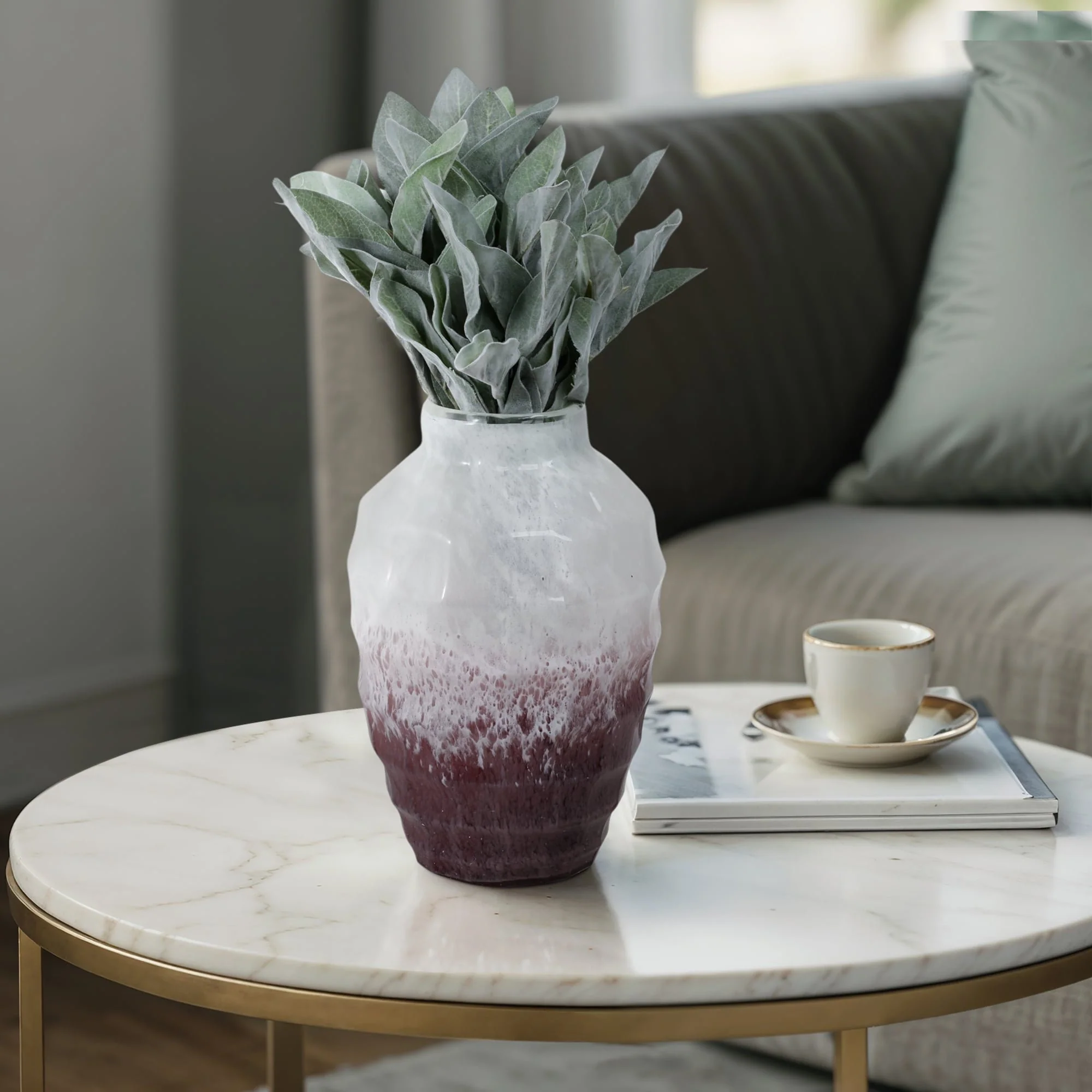 Glass, 12"h 2-tone Vase, Blush - Image 11