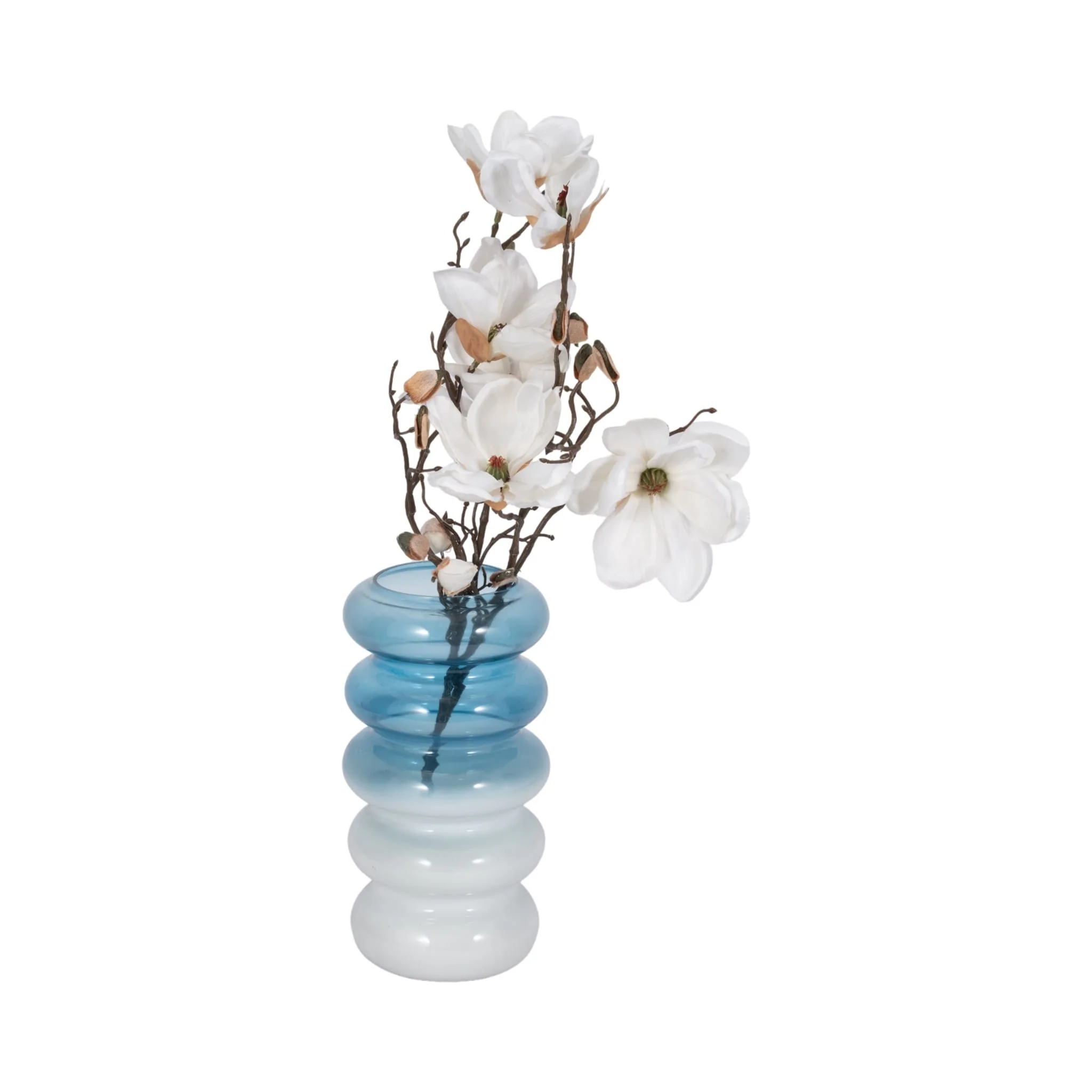 Glass, 12"h Accordion Vase, Blue - Image 2