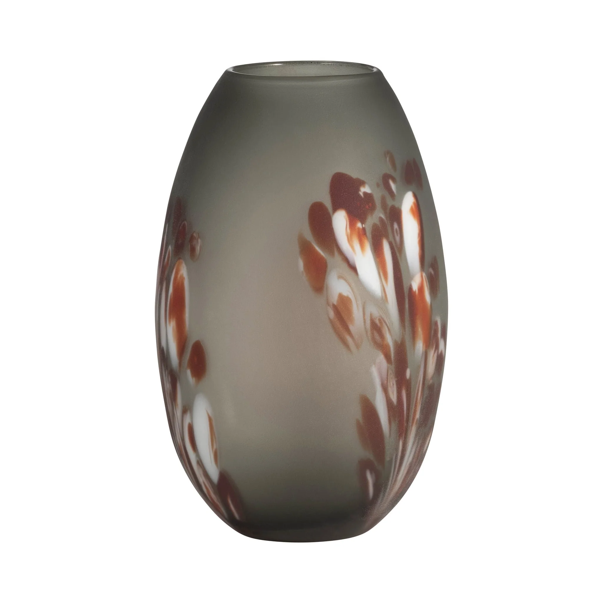 Glass, 12''h, Frosted Vase With Red Detail-gray - Image 3