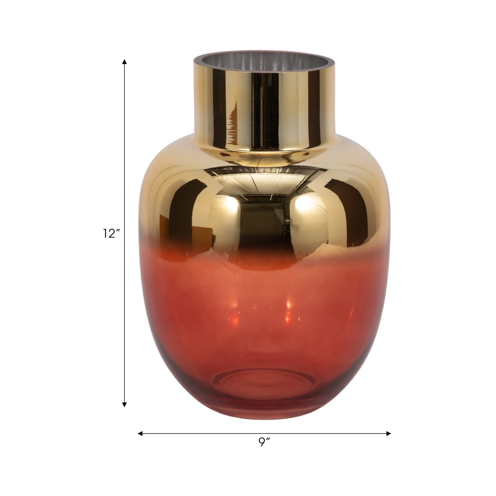Glass 12"h Metallic Vase, Pink/gold - Image 7