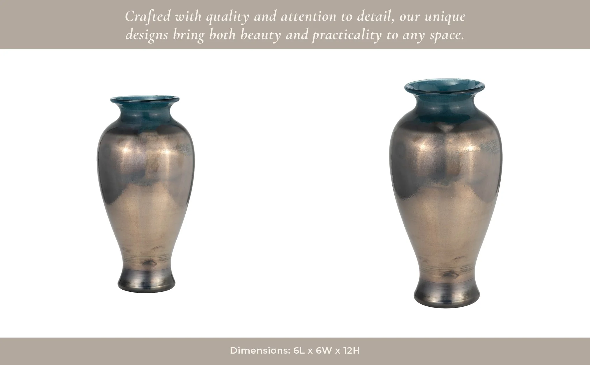 Glass, 12"h Olpe Vase, Teal - Image 13