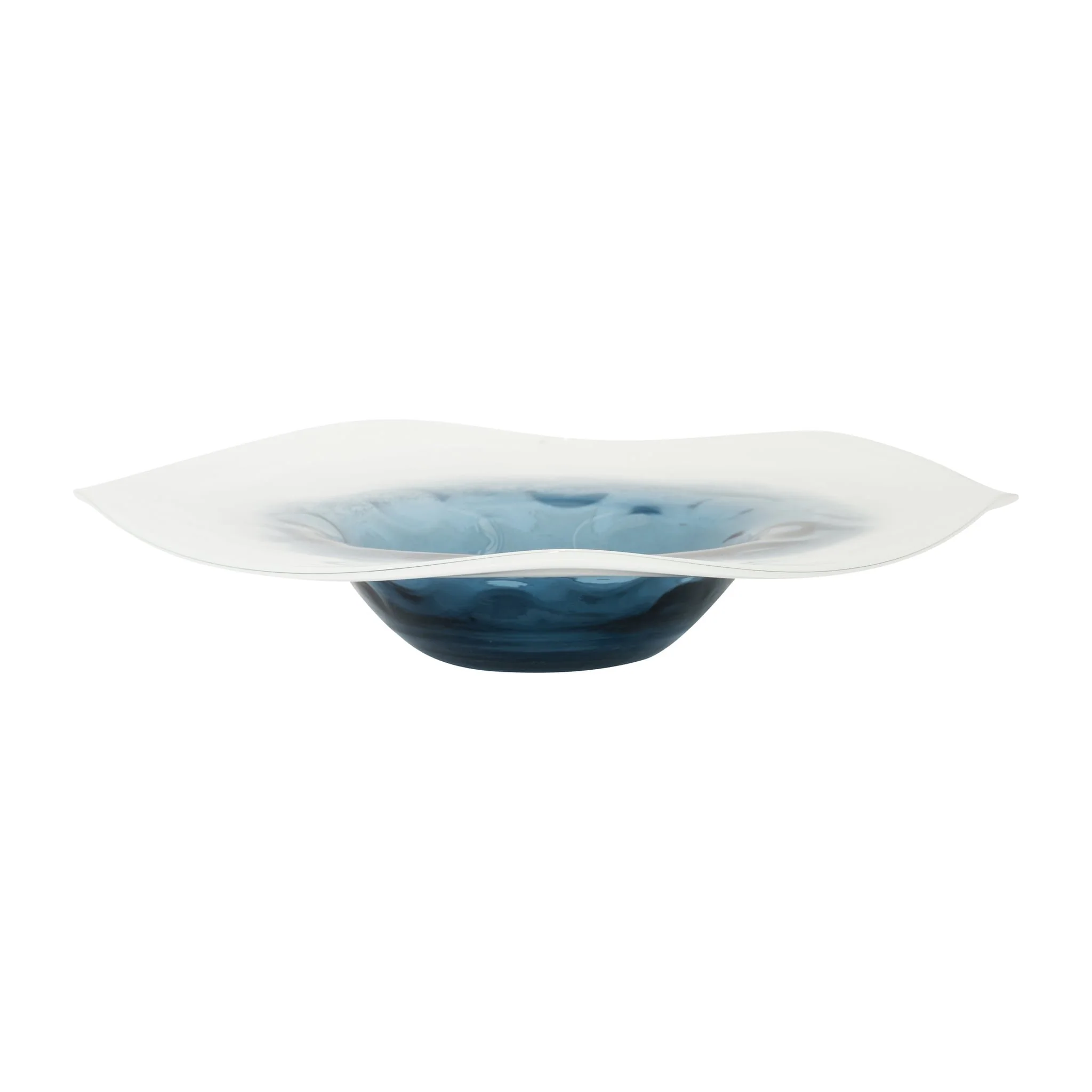 Glass, 12l" Blue Waters Bowl, Blue/white - Image 2