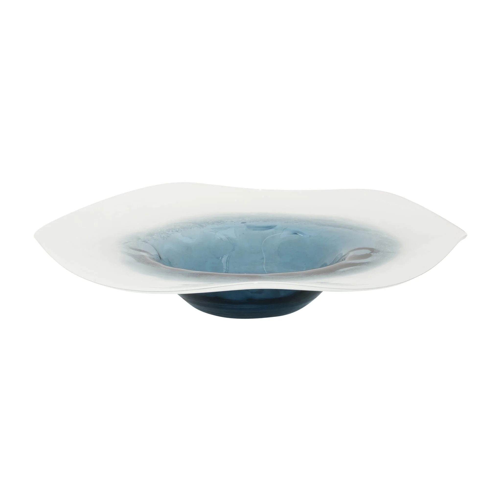 Glass, 12l" Blue Waters Bowl, Blue/white - Image 3