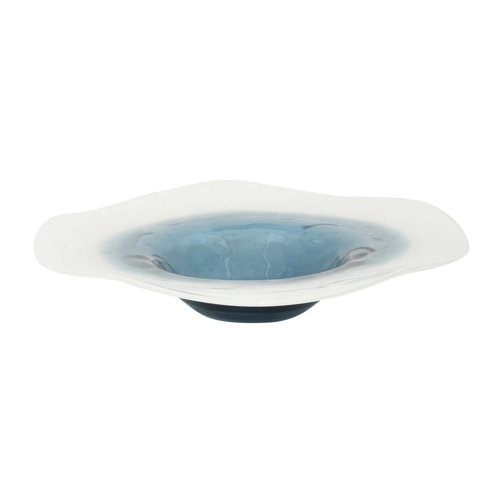 Glass, 12l" Blue Waters Bowl, Blue/white - Image 4