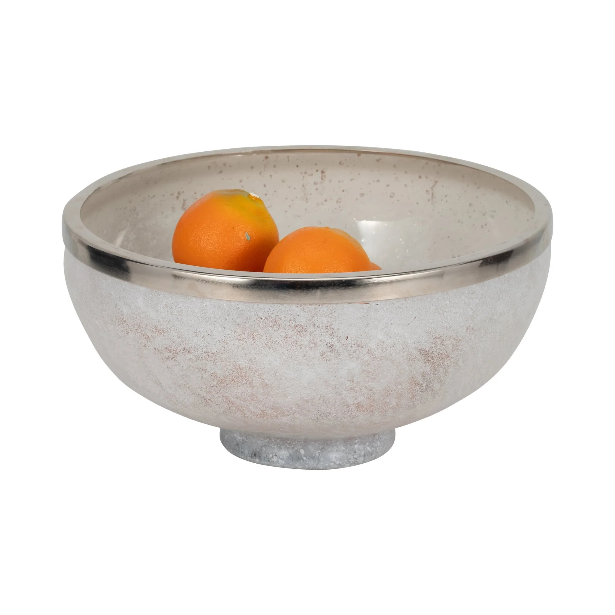 Glass,13",bowl W/ring Deco,white - Image 2