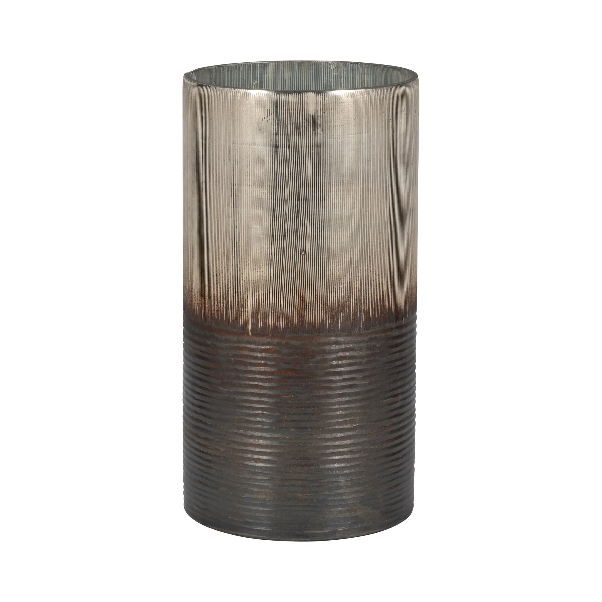 Glass, 13" Metallic 2-tone Vase, Silver - Image 3