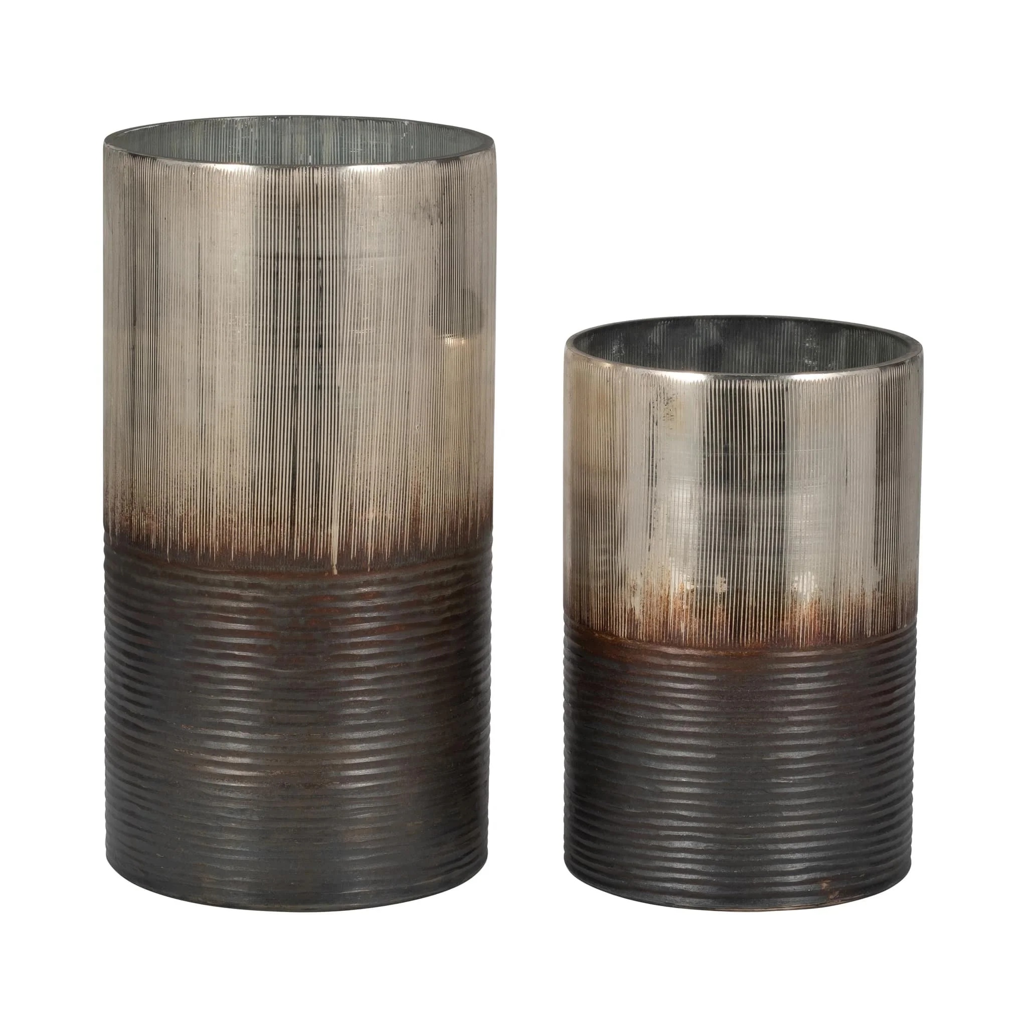 Glass, 13" Metallic 2-tone Vase, Silver - Image 7