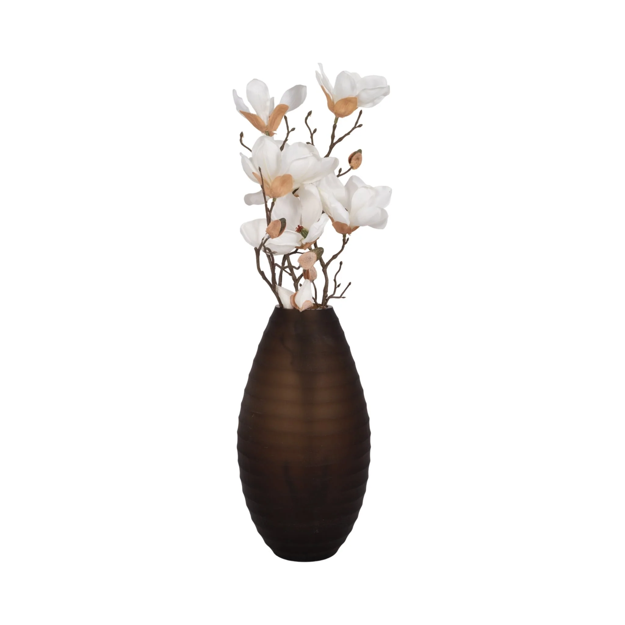 Glass, 13" Ridged Urn Vase, Champagne - Image 2