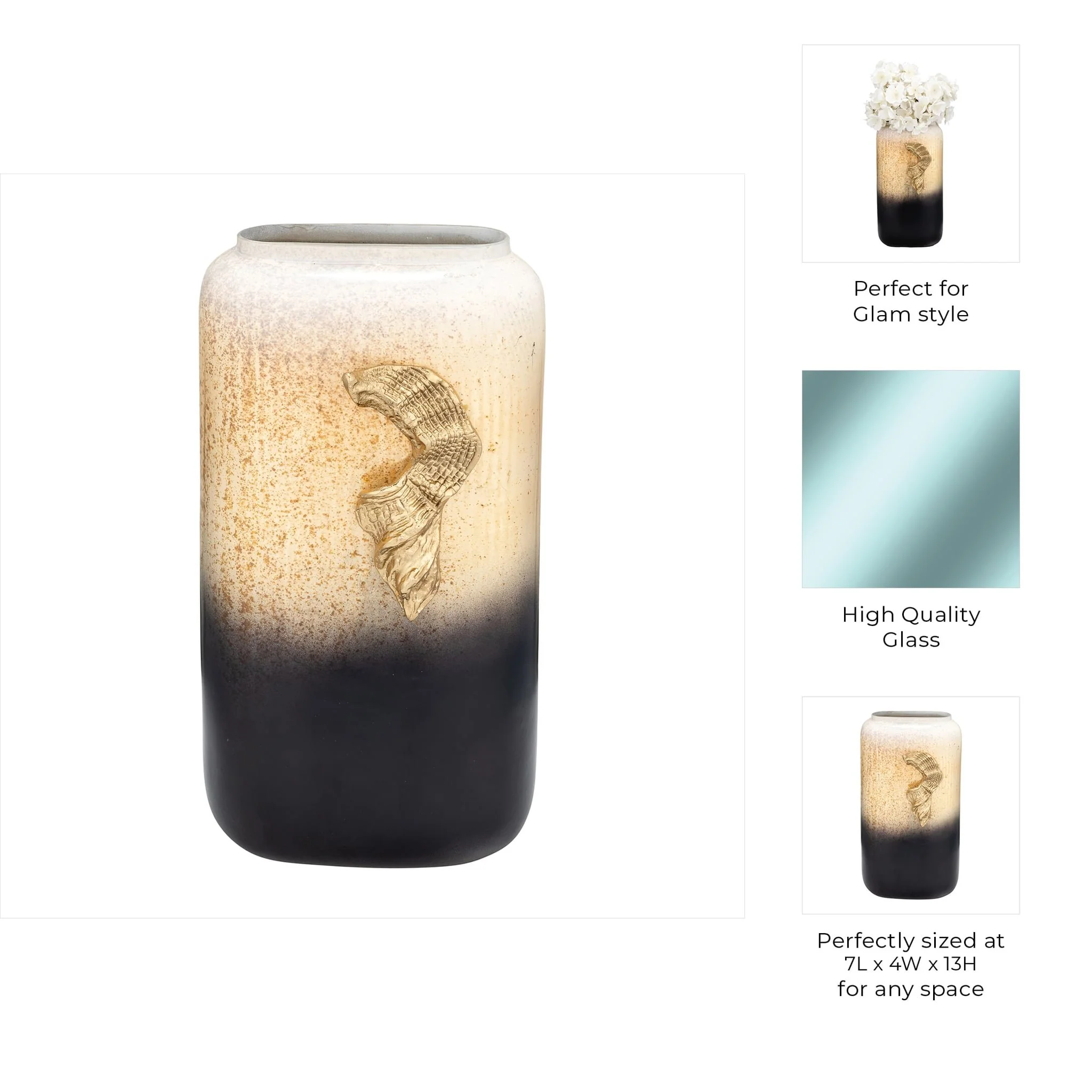 Glass,13",vase W/wing Handle,champagne/blk - Image 10
