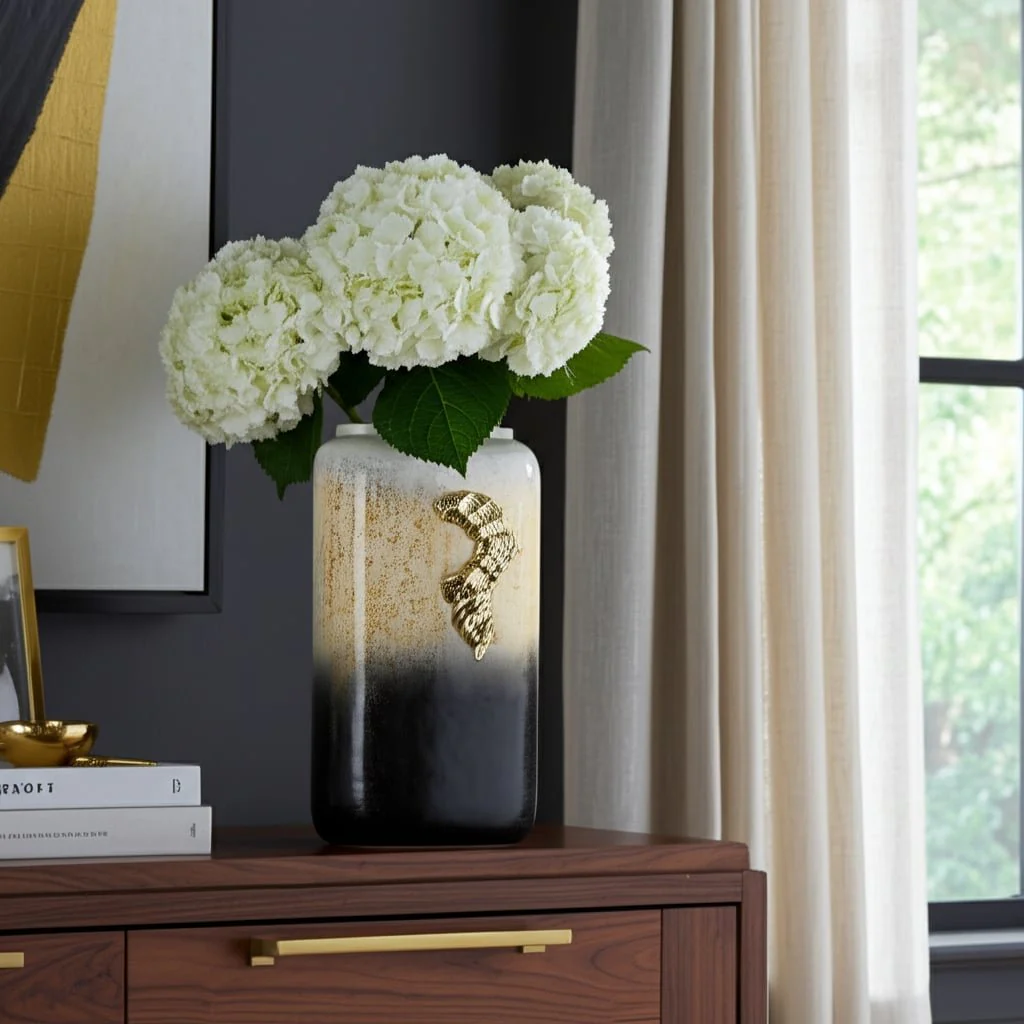 Glass,13",vase W/wing Handle,champagne/blk - Image 12