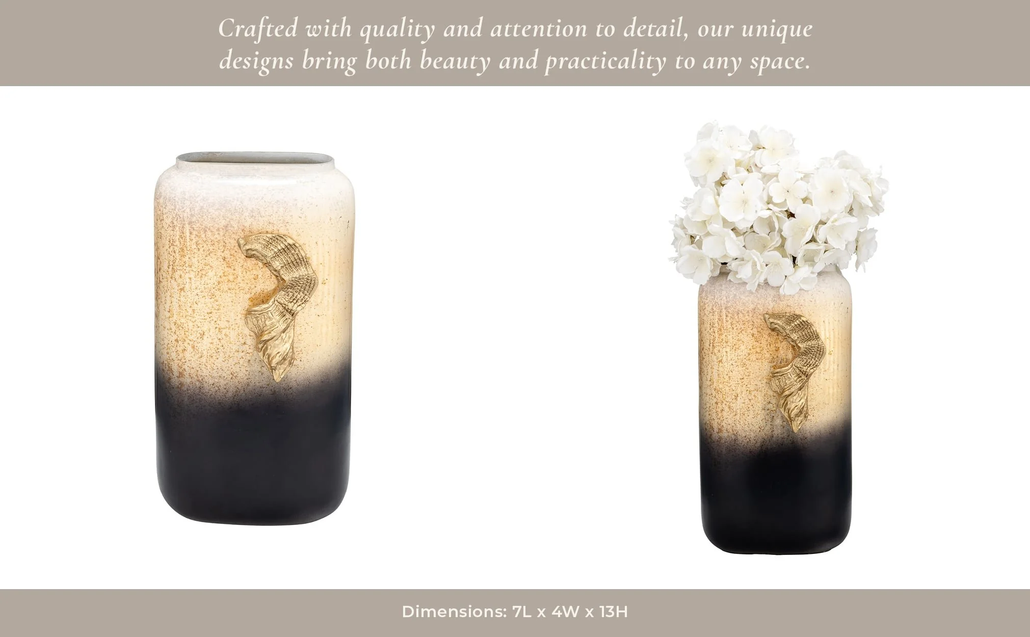 Glass,13",vase W/wing Handle,champagne/blk - Image 15