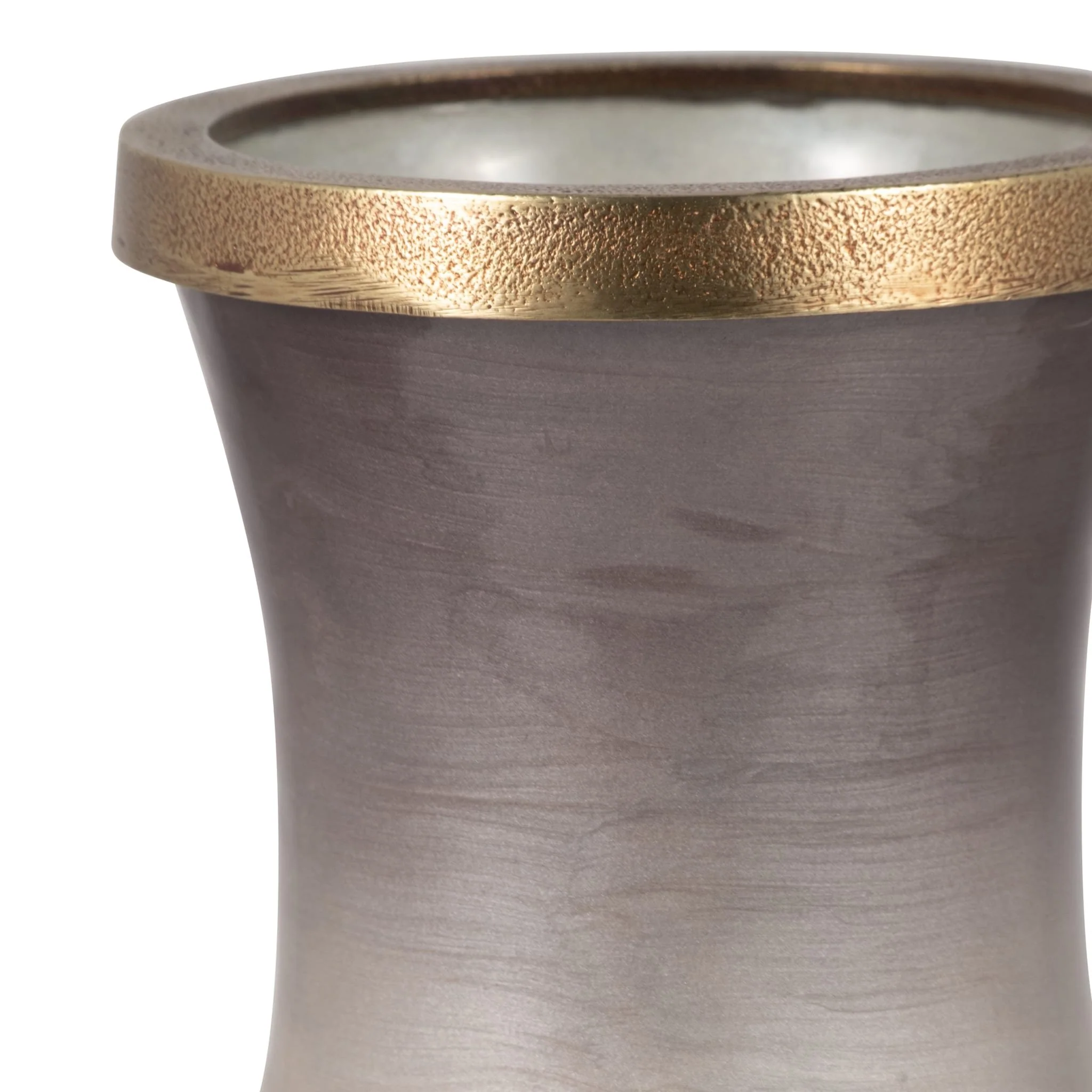 Glass, 13" Vase With Metal Rim, Multi - Image 4