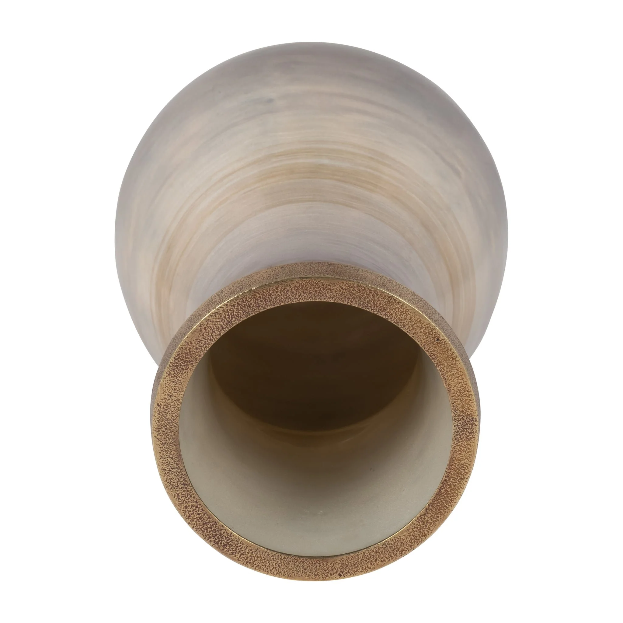 Glass, 13" Vase With Metal Rim, Multi - Image 5