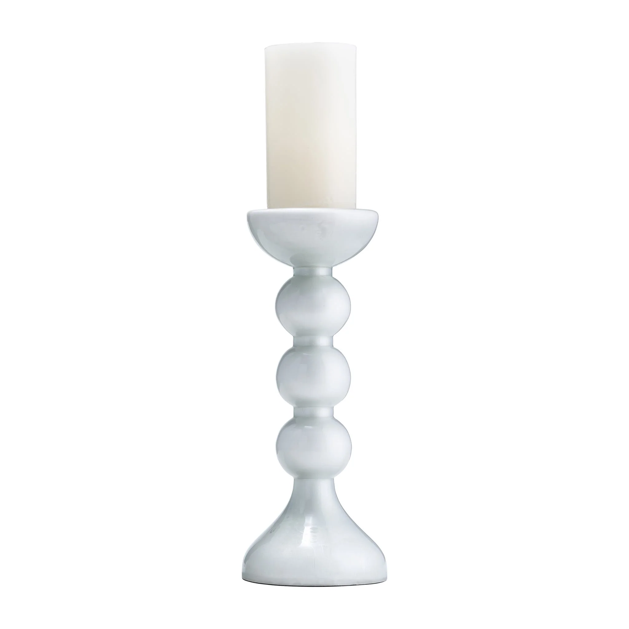 Glass, 13"h, Bubbly Candle Holder, Wht Enam - Image 2