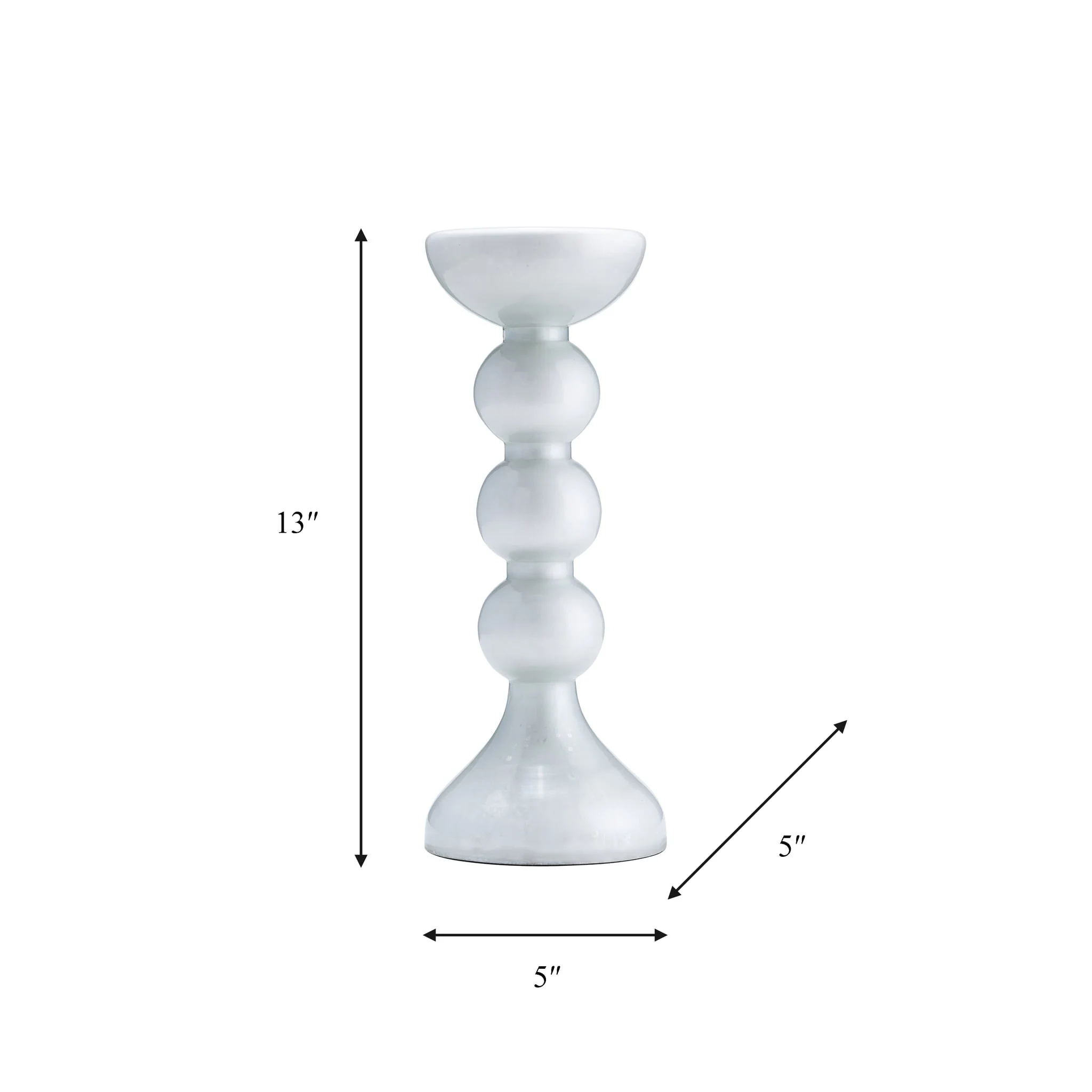 Glass, 13"h, Bubbly Candle Holder, Wht Enam - Image 8