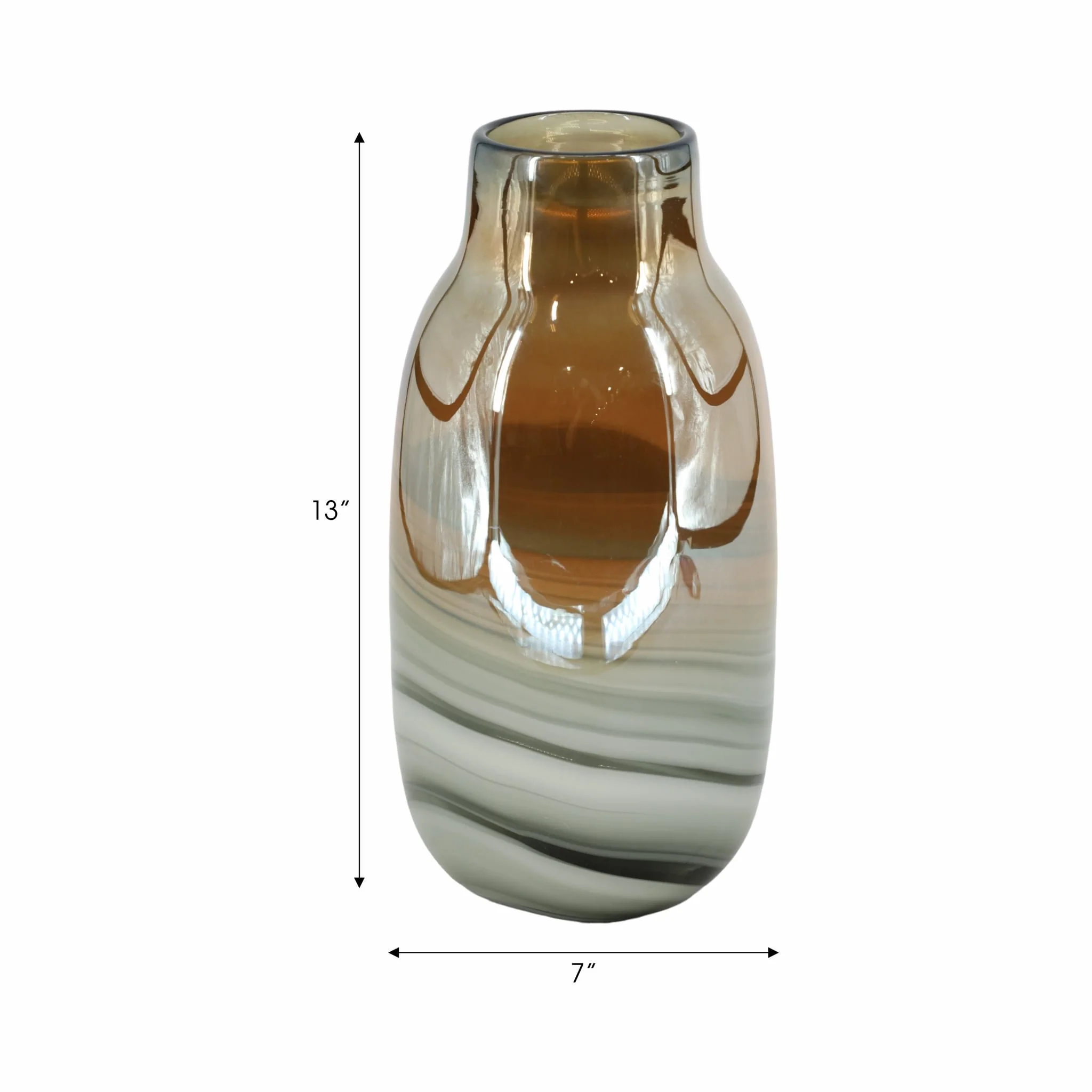Glass 13"h Metallic Vase, Gray/gold - Image 8