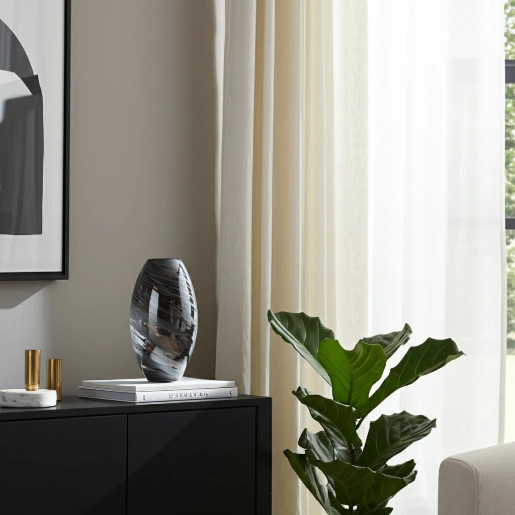 Glass, 13"h Swirl Vase, Black - Image 11