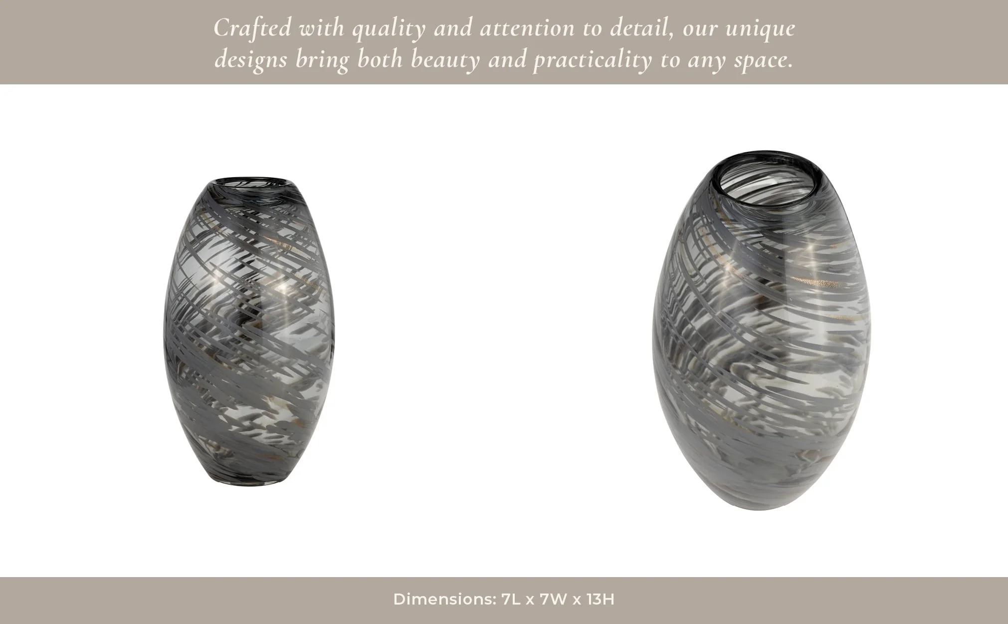 Glass, 13"h Swirl Vase, Black - Image 15
