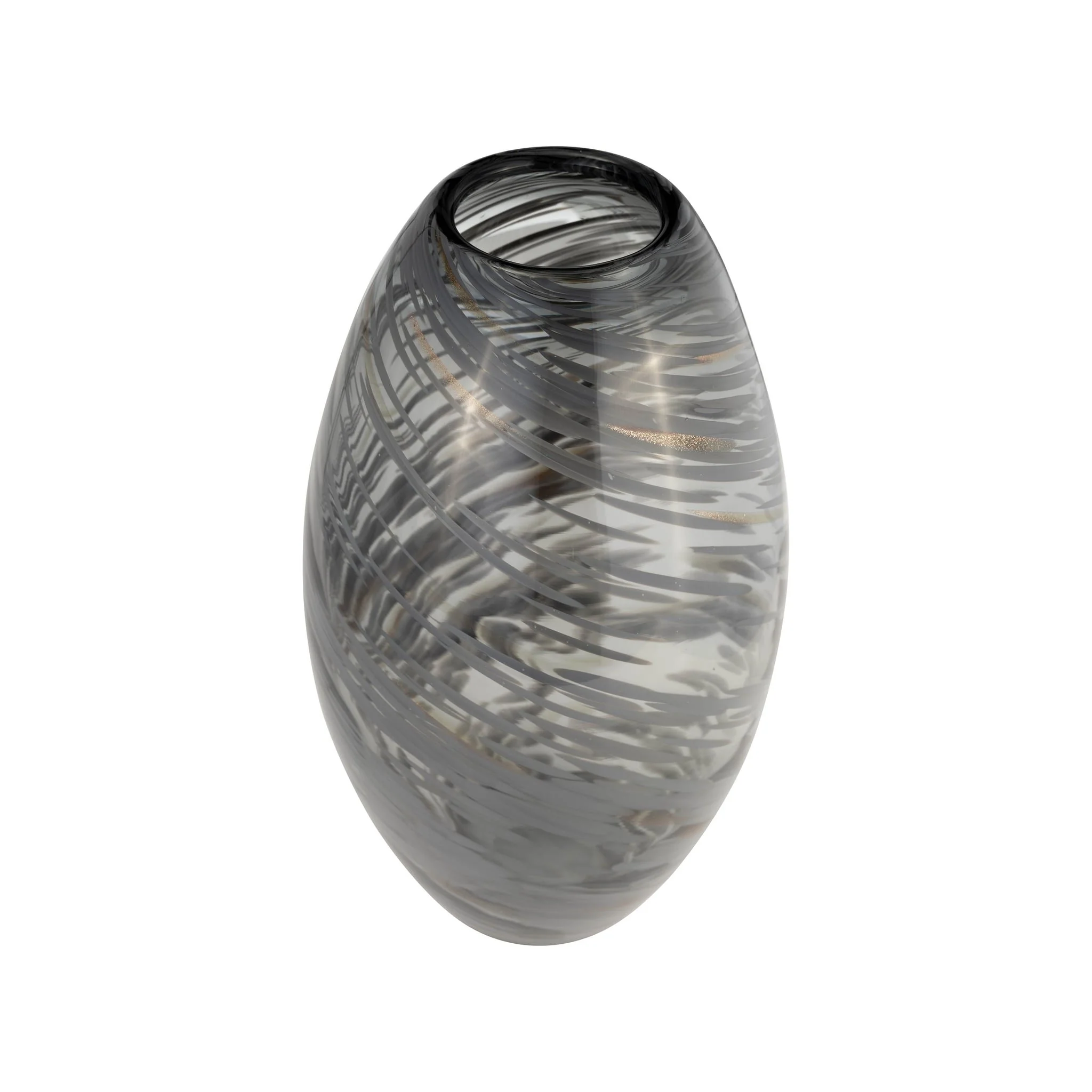 Glass, 13"h Swirl Vase, Black - Image 2