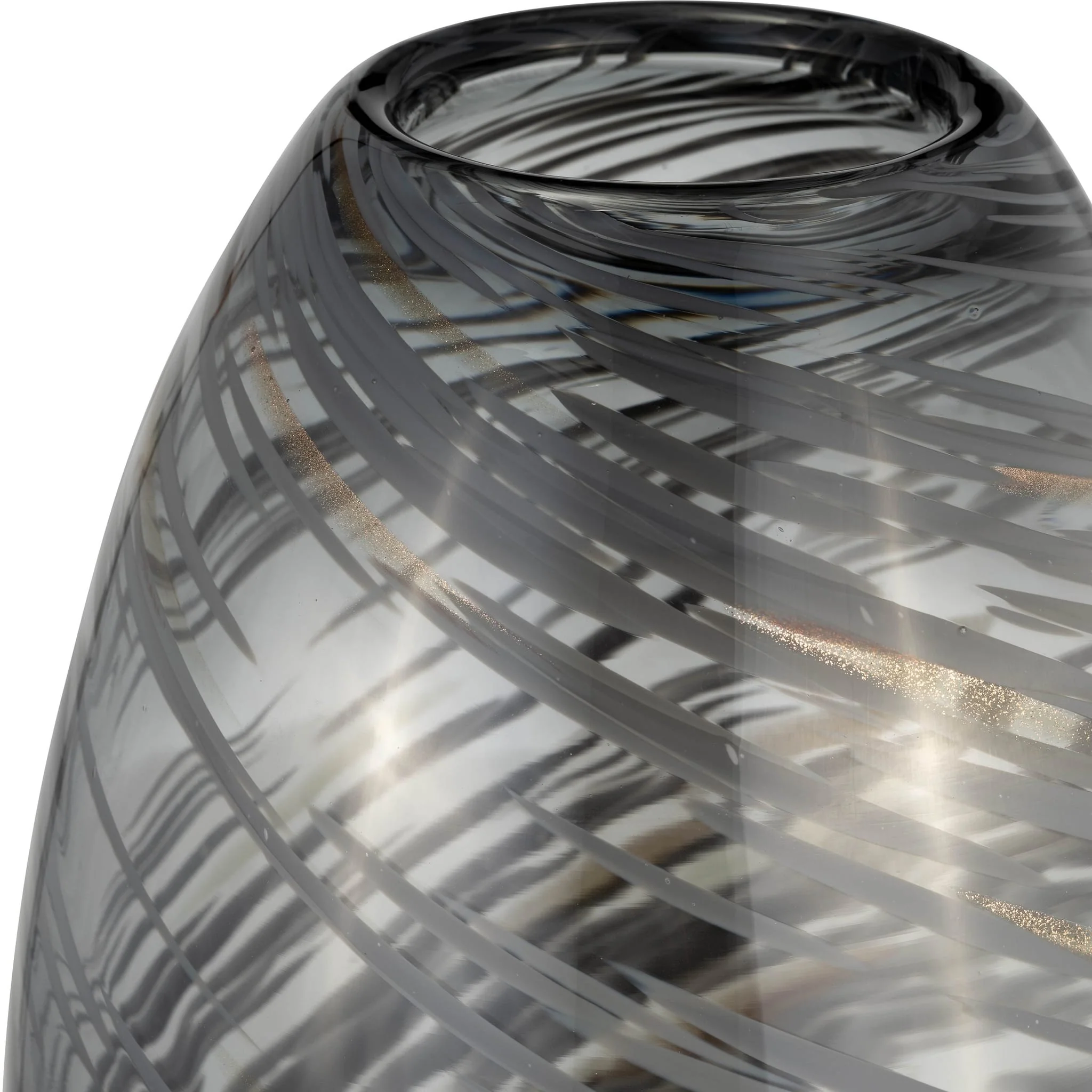 Glass, 13"h Swirl Vase, Black - Image 4