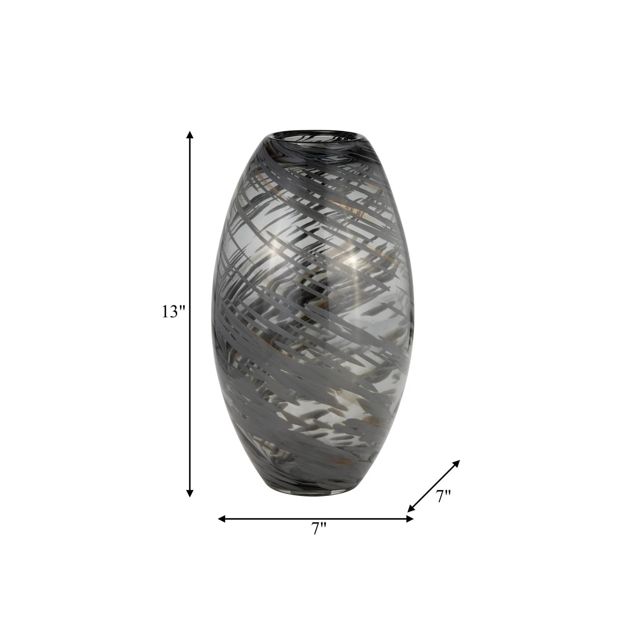 Glass, 13"h Swirl Vase, Black - Image 9