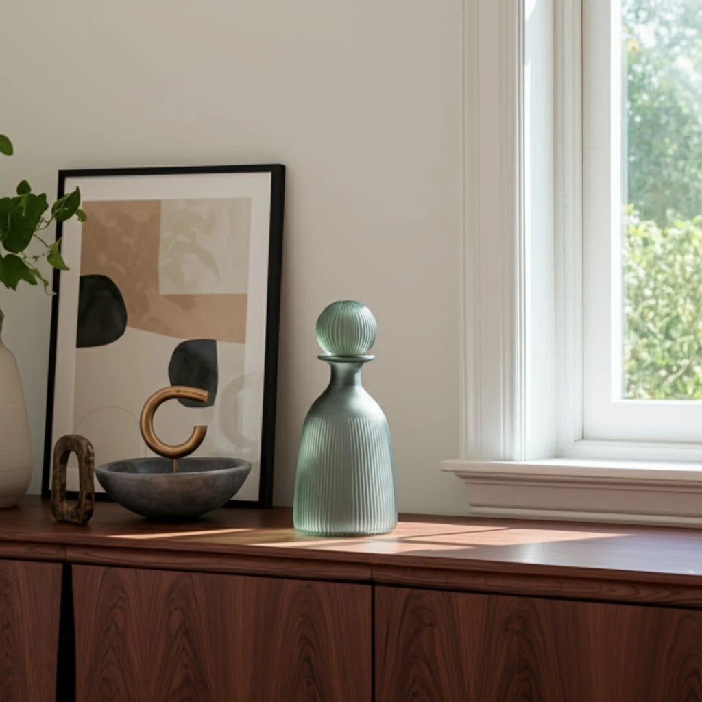 Glass, 13"h Vase W/ Lid, Green/smoke - Image 10