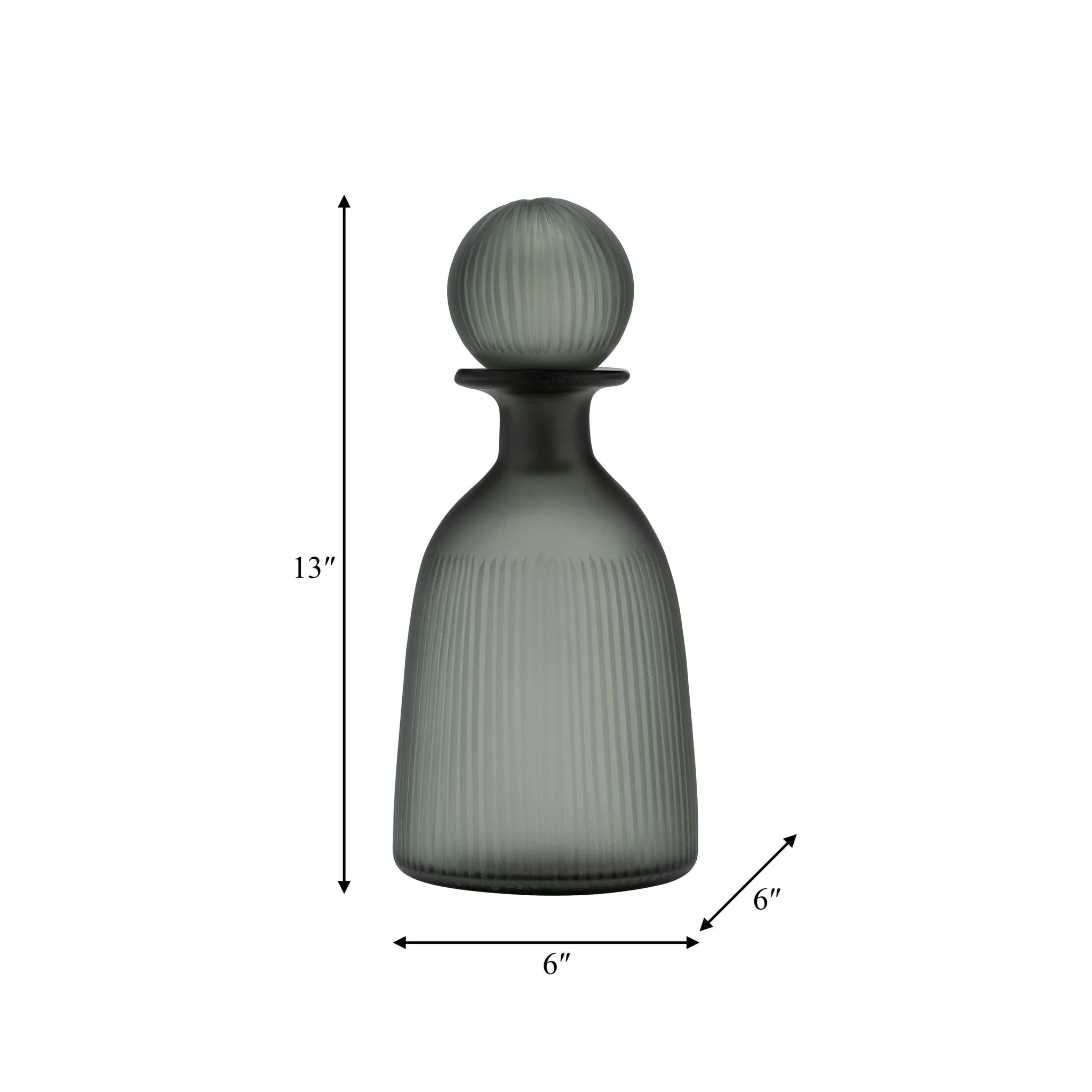 Glass, 13"h Vase W/ Lid, Green/smoke - Image 7