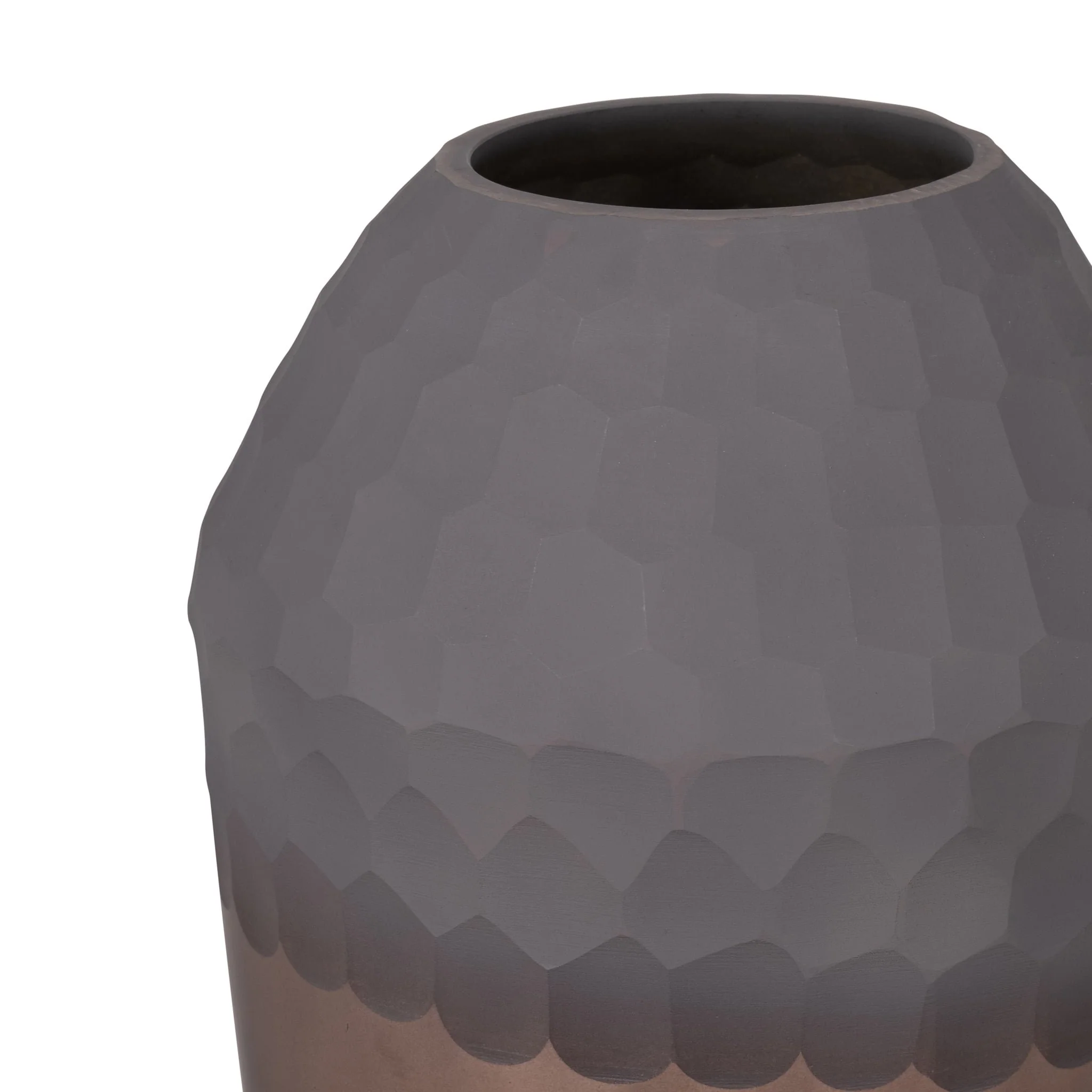 Glass, 14" 2-tone Hand-cut Vase, Metallic - Image 4