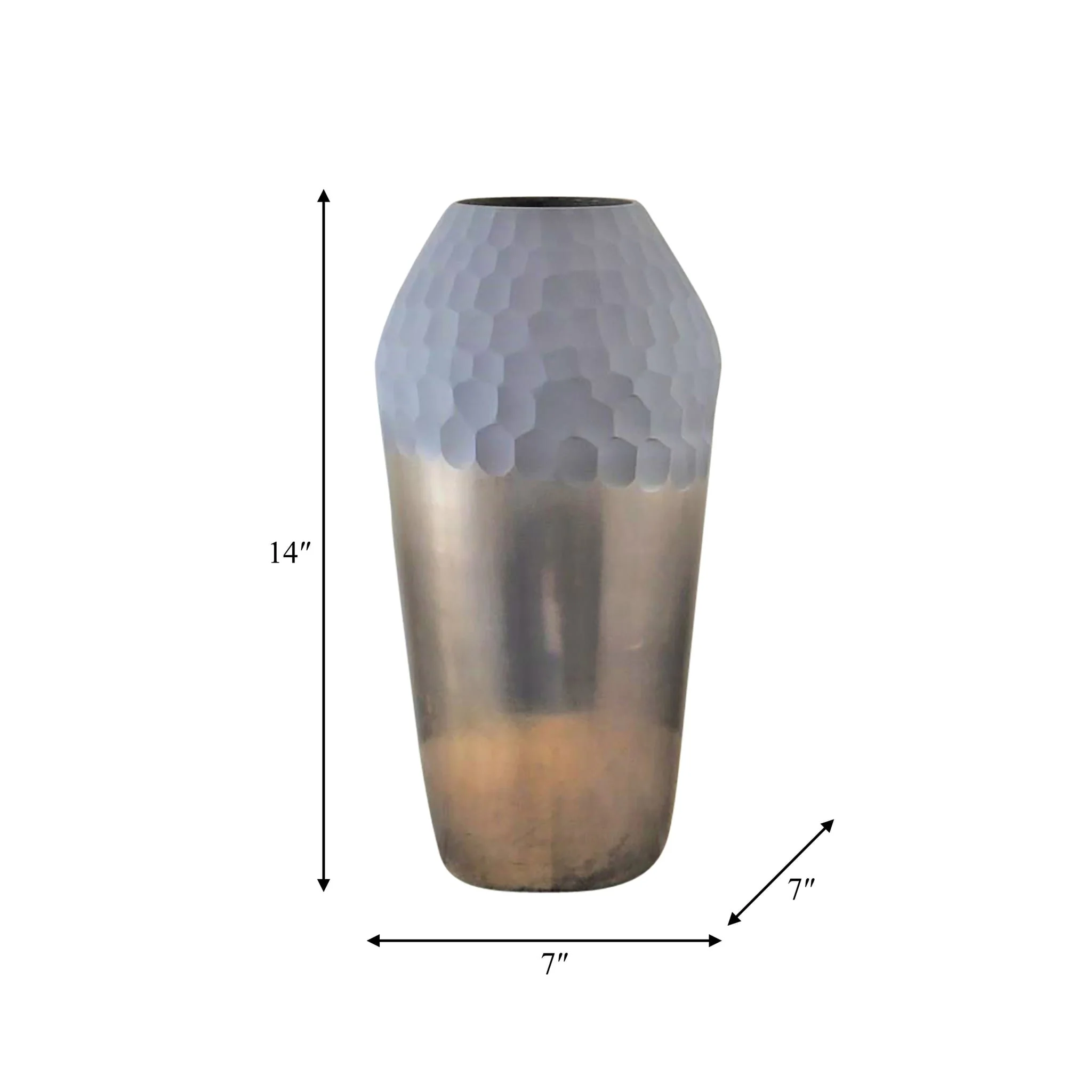 Glass, 14" 2-tone Hand-cut Vase, Metallic - Image 9