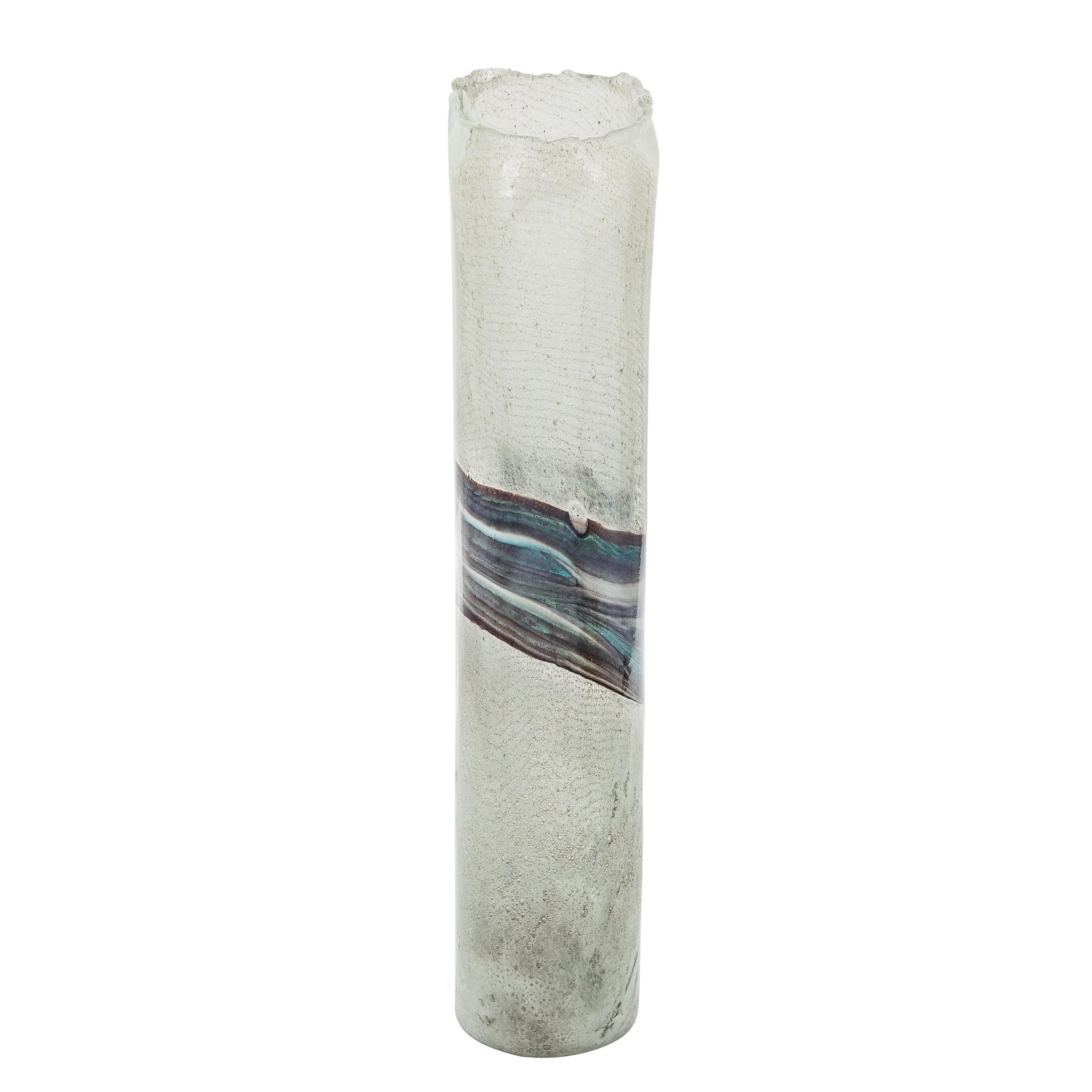 Glass, 14" Azurite Vase, Blue/gray - Image 2