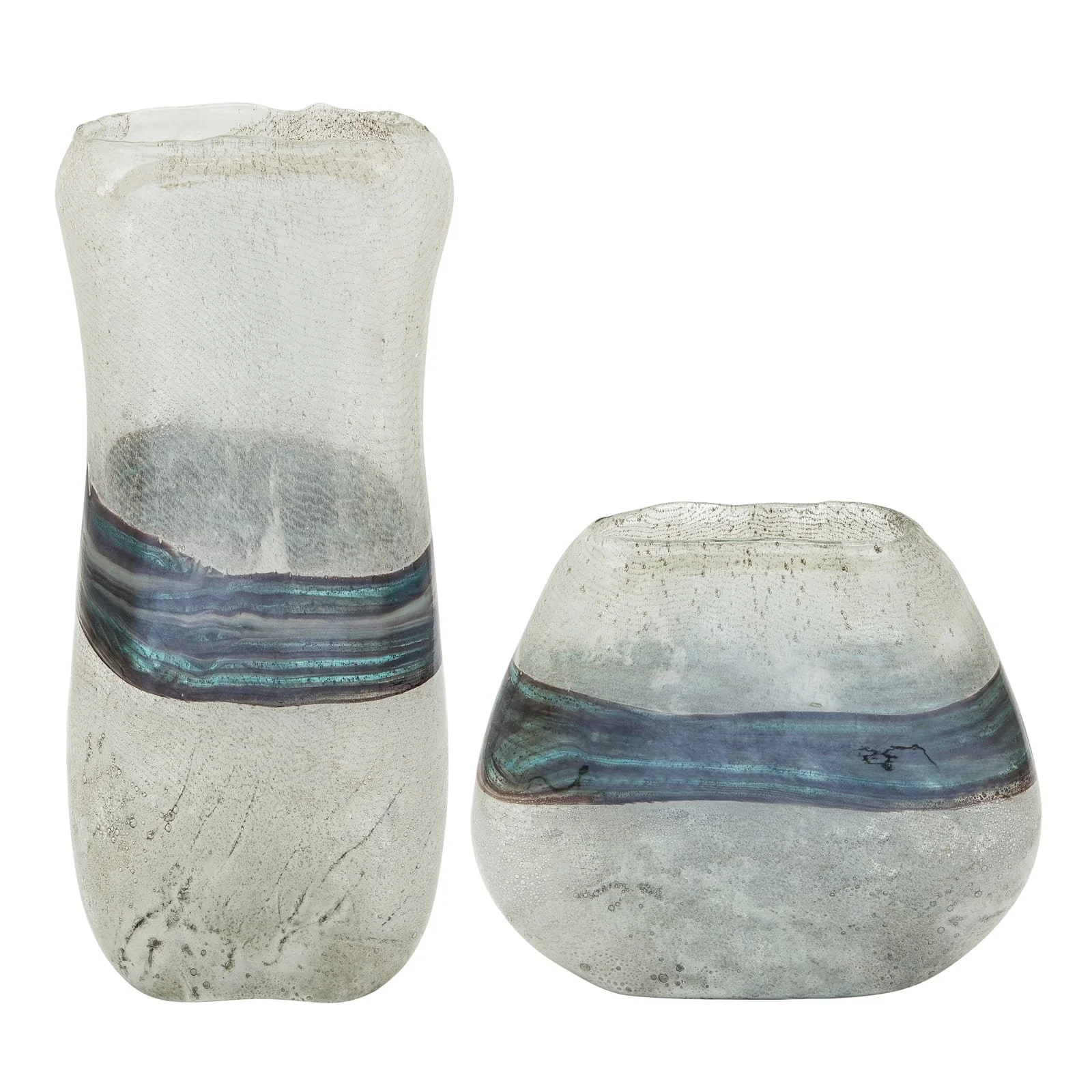 Glass, 14" Azurite Vase, Blue/gray - Image 3