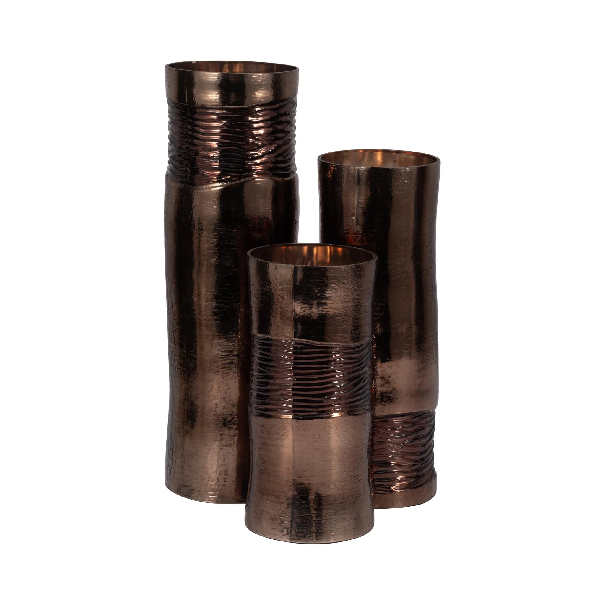 Glass, 14" Textured Enamel Vase, Bronze - Image 7