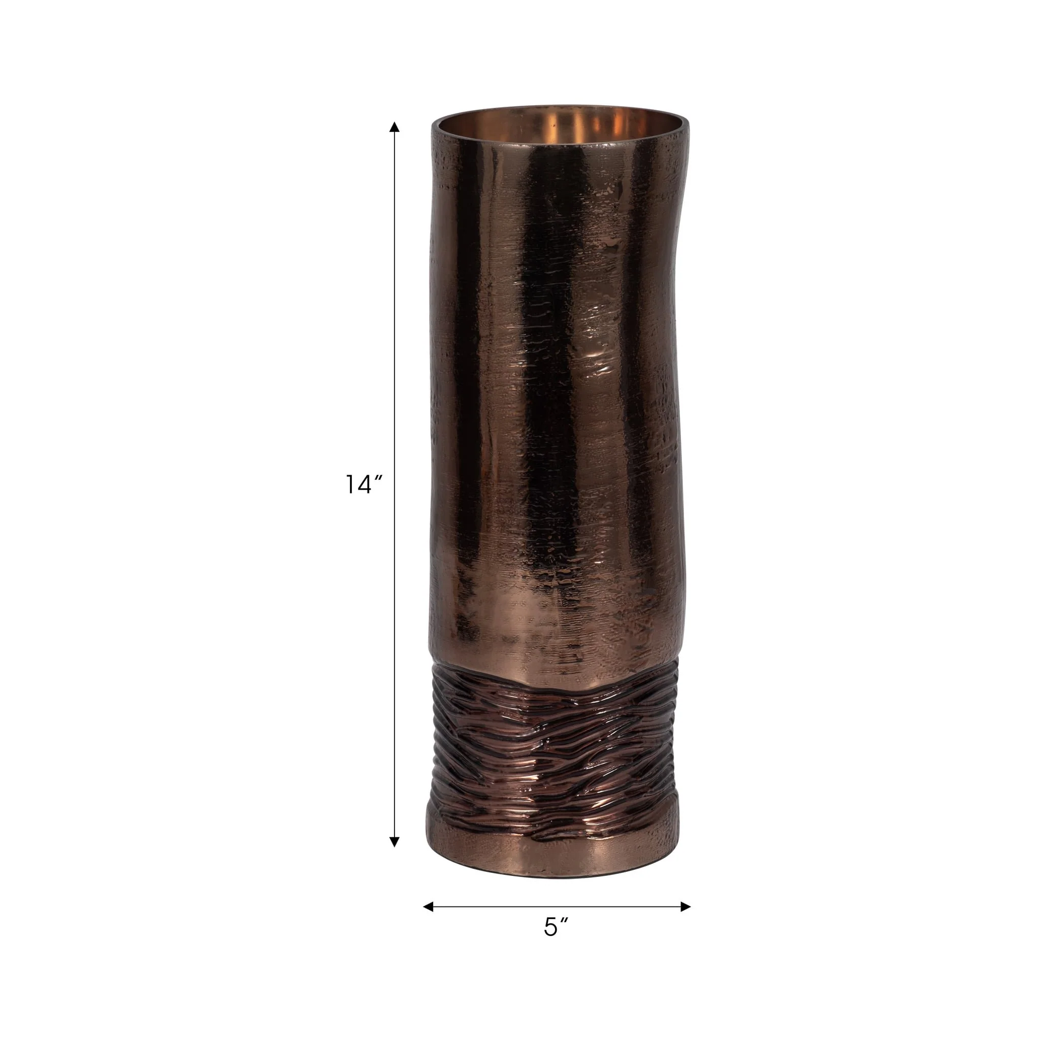 Glass, 14" Textured Enamel Vase, Bronze - Image 8