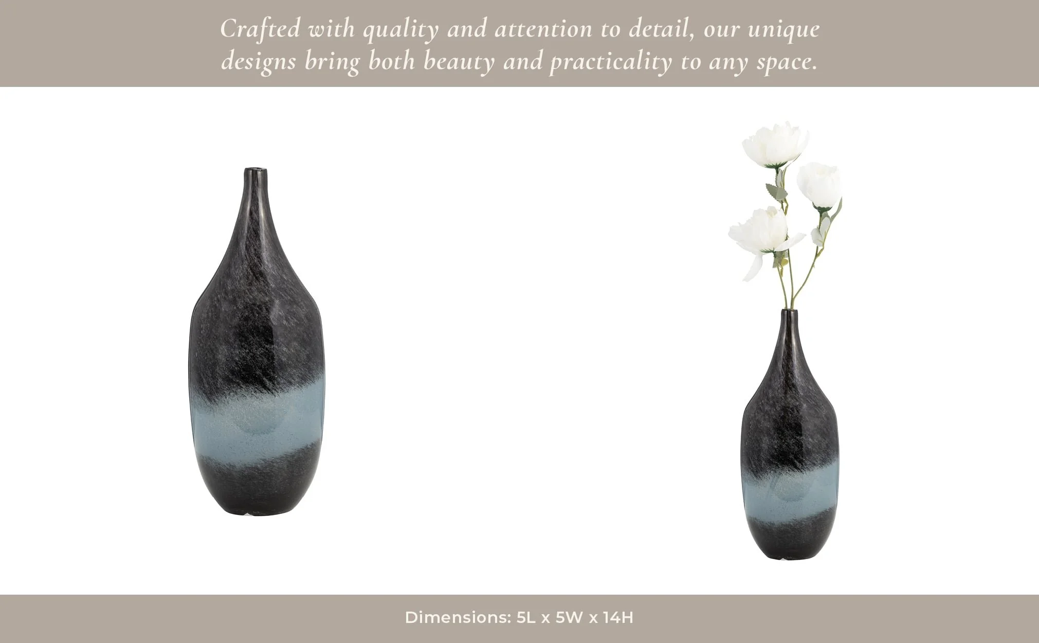 Glass, 14" Vase Blue Ombre - Image 10